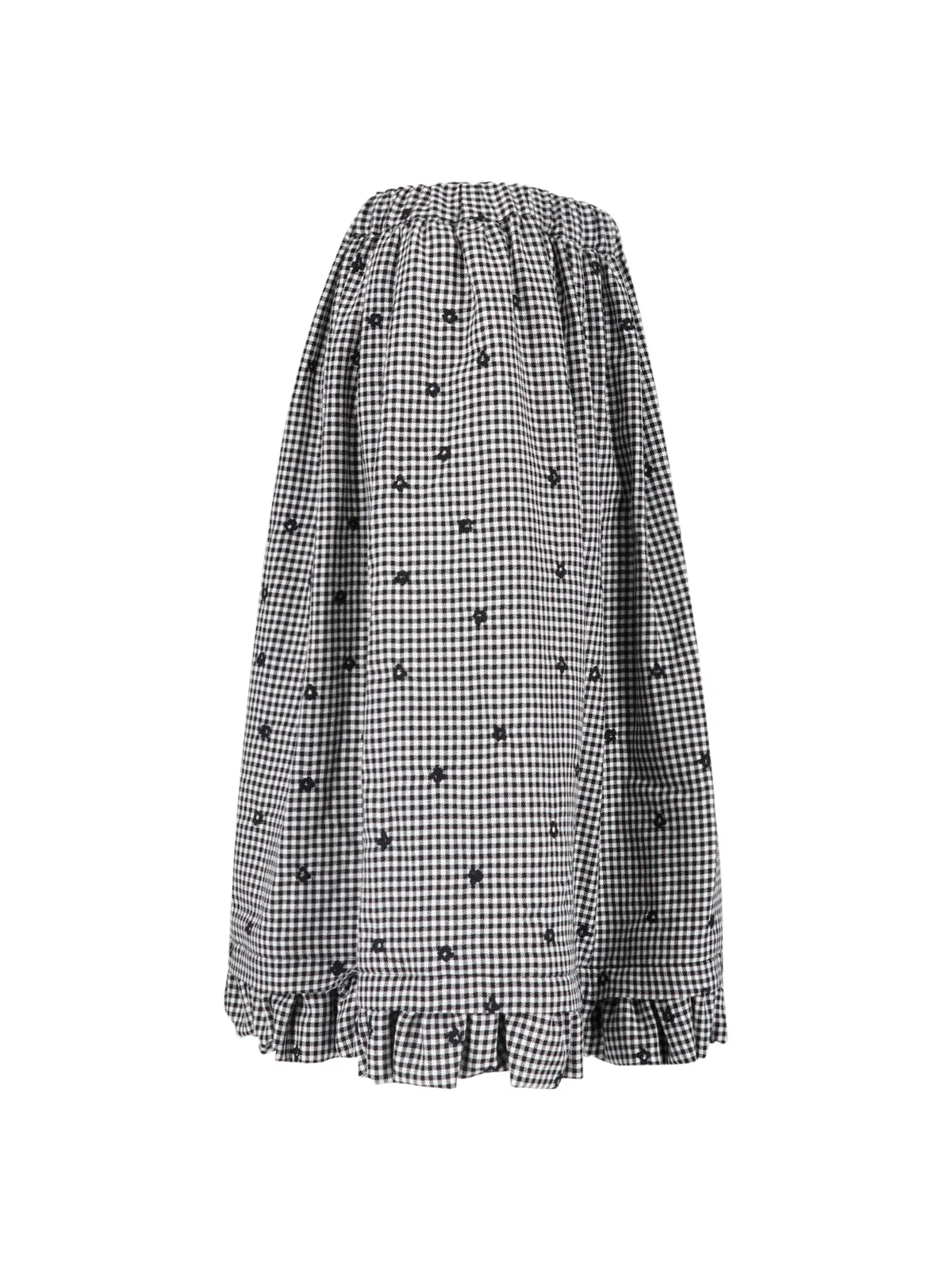 Black/White Gingham Floral Mini Skirt - Image 3