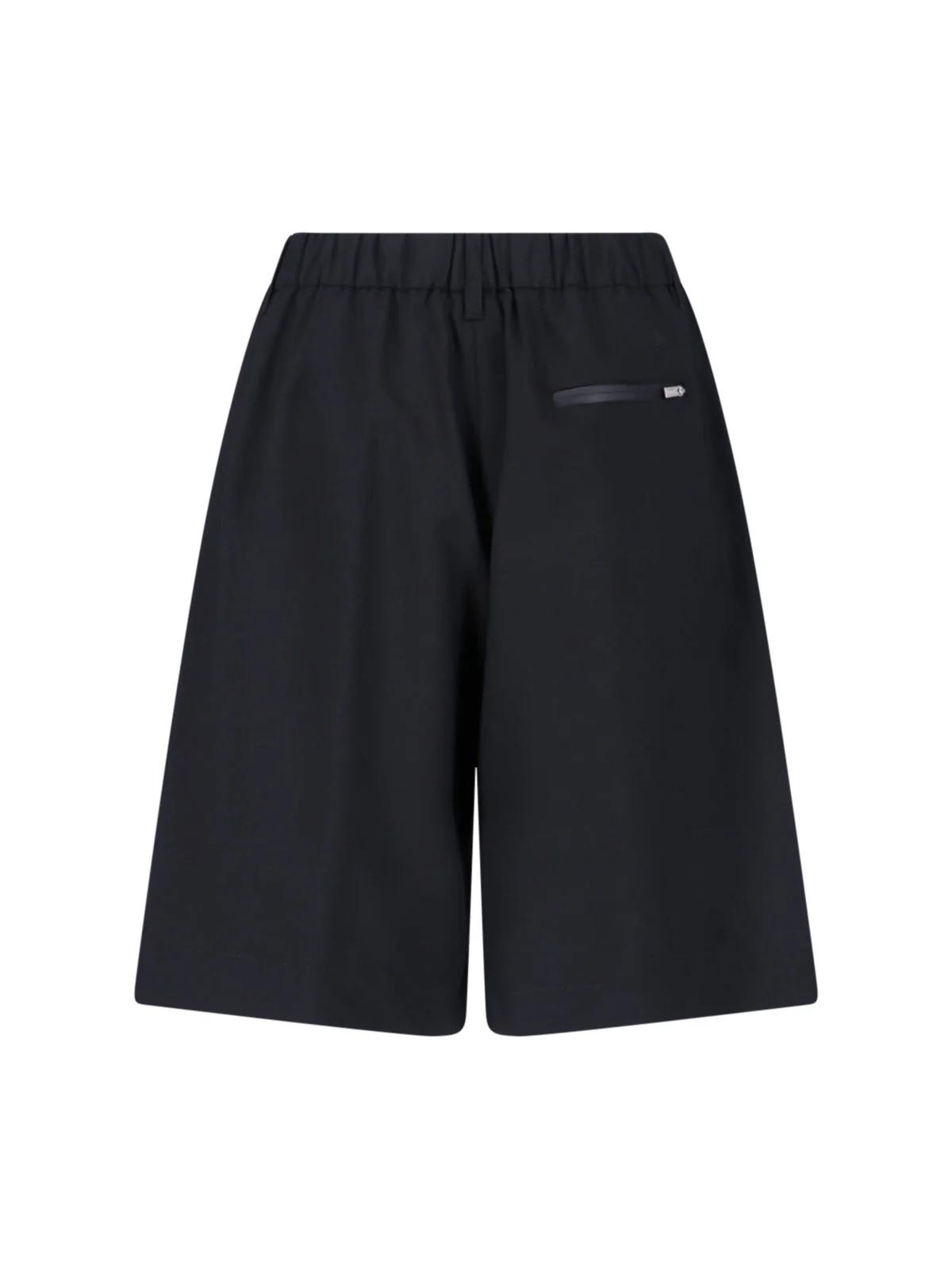 Black Wool-Blend Elastic Waistband Shorts - Image 2
