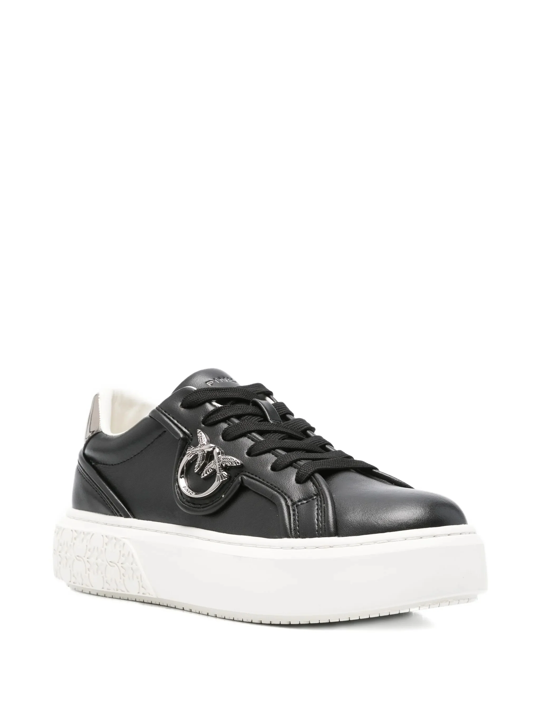Black Yoko 06 Metallic-Logo Leather Sneakers - Image 2