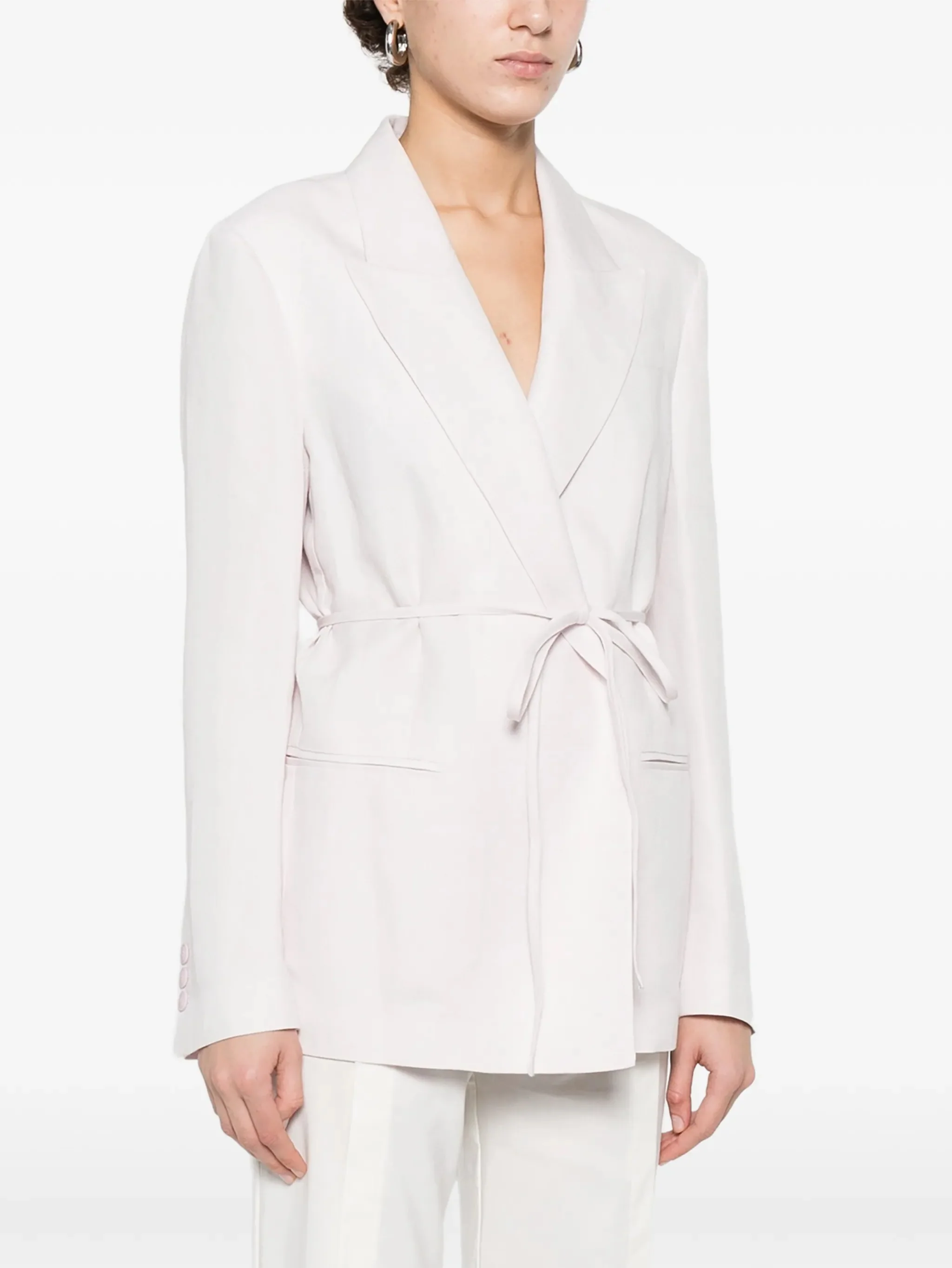 Blazer Tailored Linen Self-Tie Blazer - Image 3