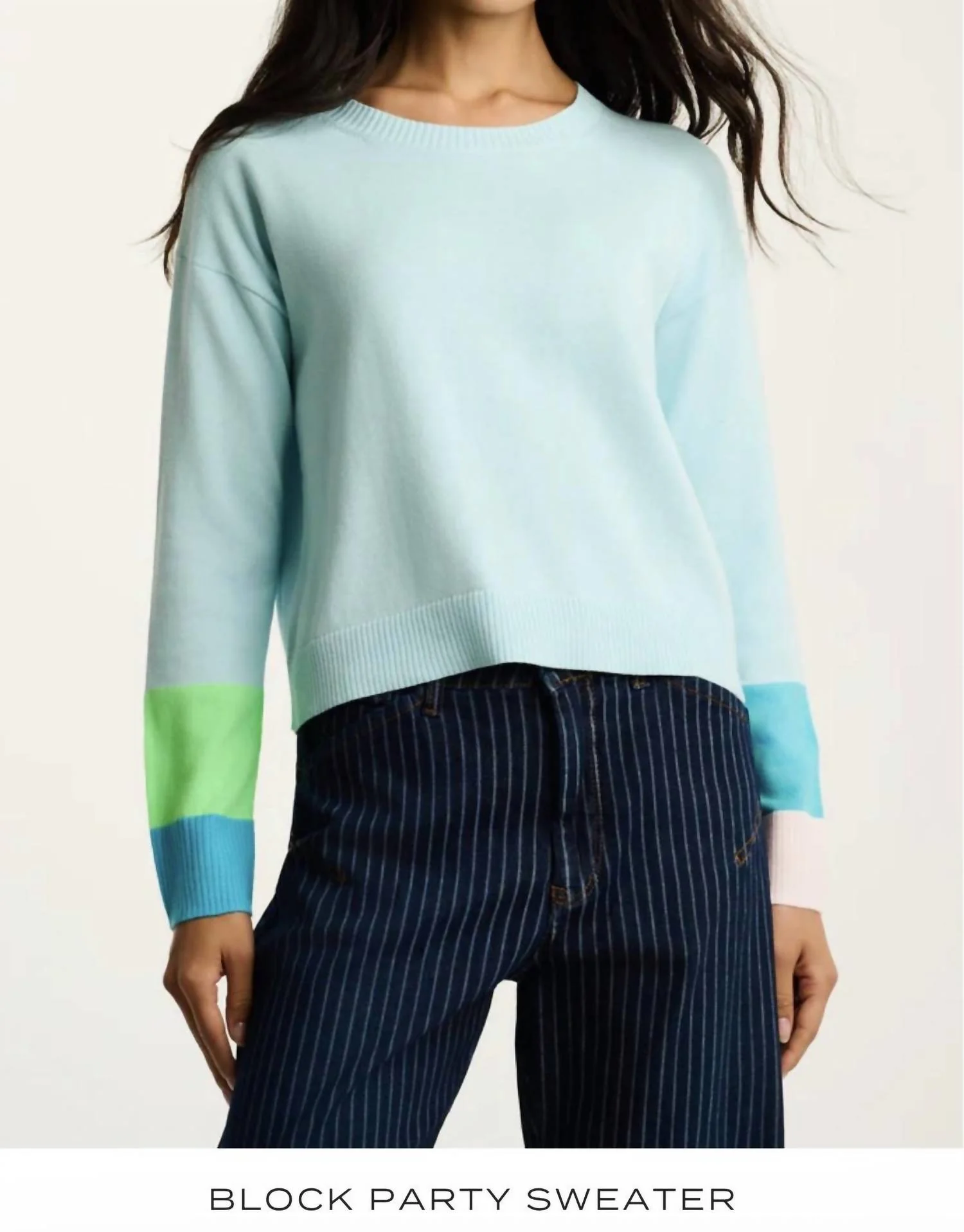 Block Party Sweater In Aqua
