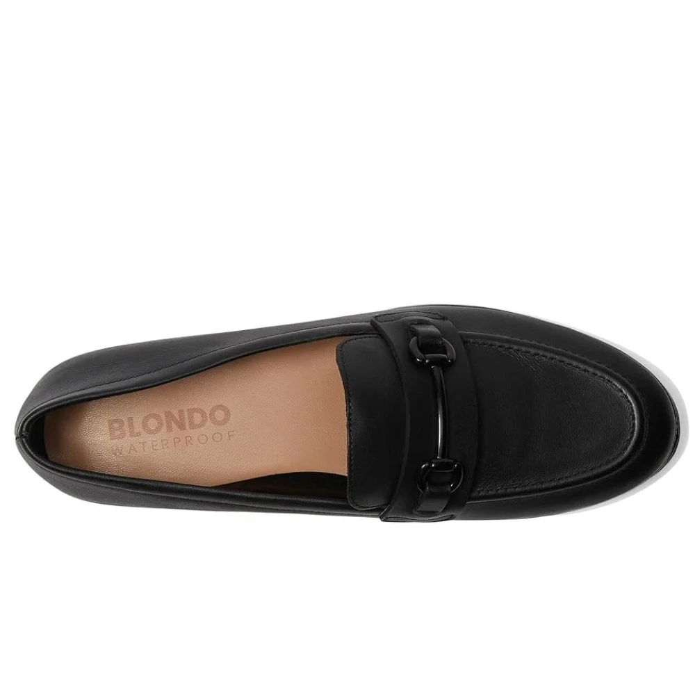 Blondo Benita Loafers Women's Black Leather Apron Toe Slip On Shoes HTAT1103 - Image 2