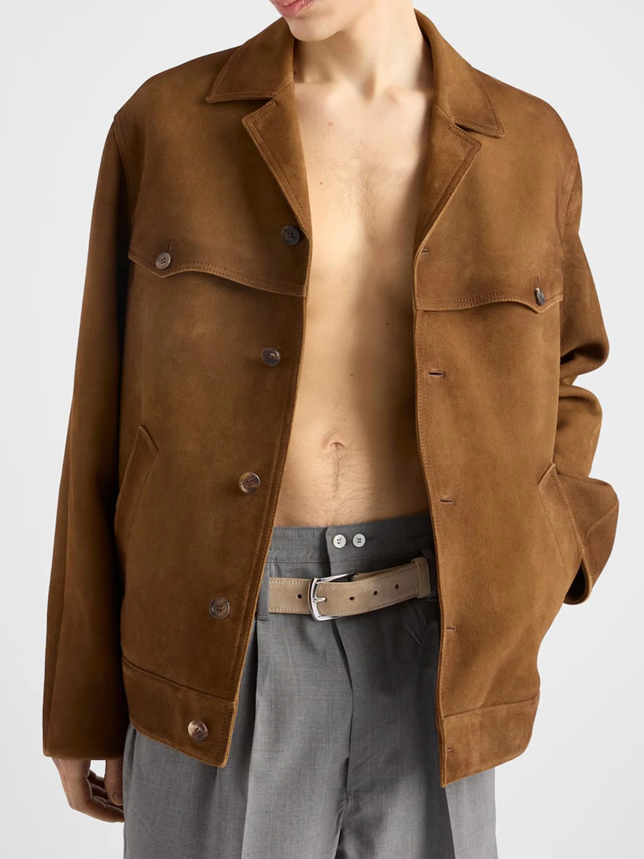 Blouson Straight-Cut Lambskin Suede Jacket - Image 2
