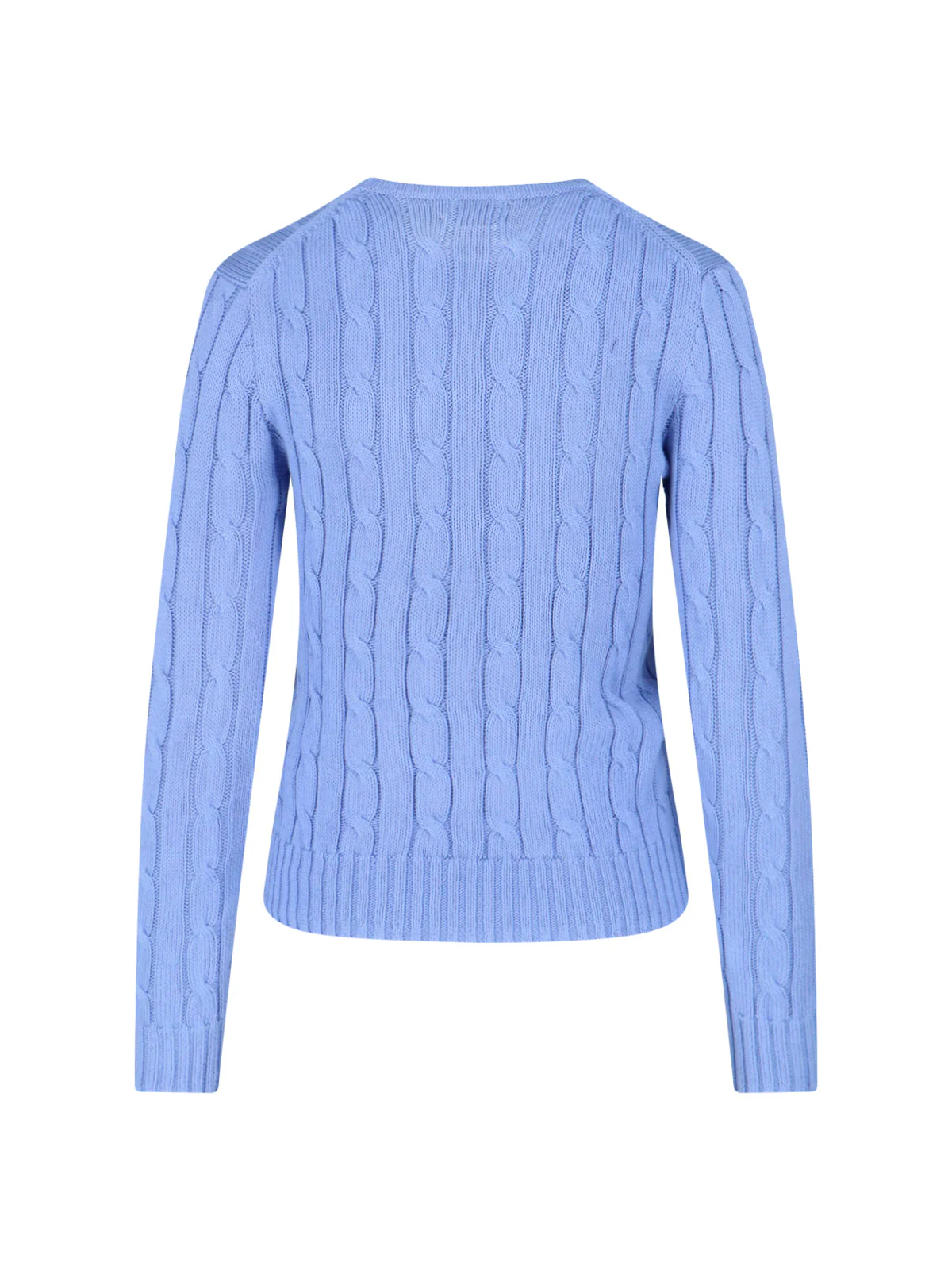Blue Cable Knit Crewneck Sweater - Image 2