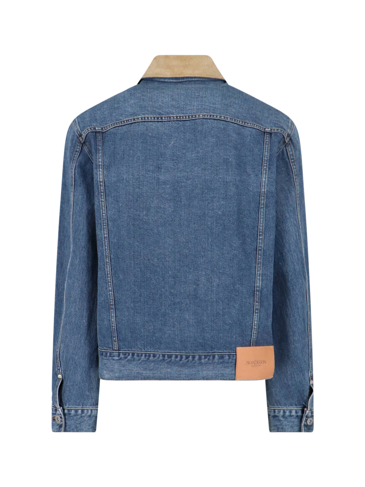 Blue Contrast Corduroy Collar Denim Jacket - Image 2