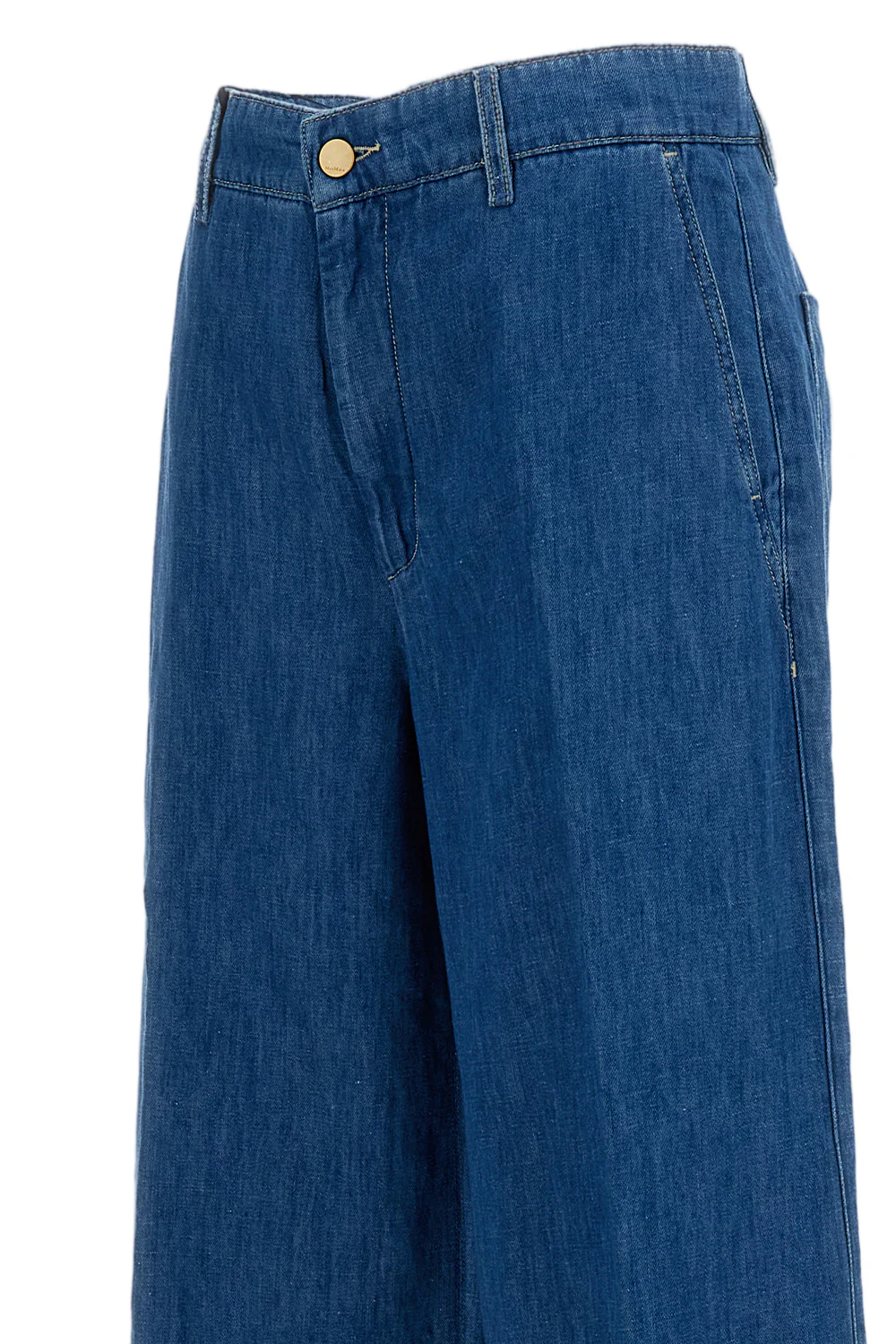 Blue Denim Astice Cotton-Linen Wide-Leg Jeans - Image 3