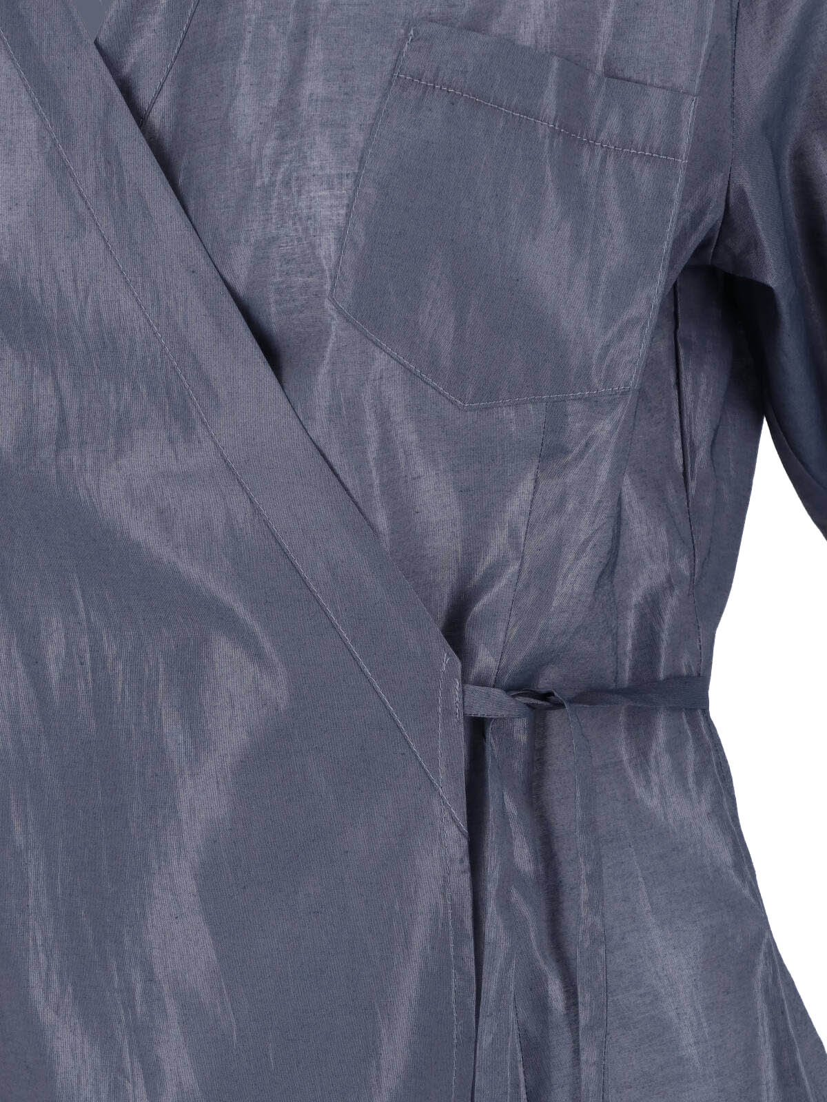 Blue-Grey Wrap-Style Side Tie Top - Image 3