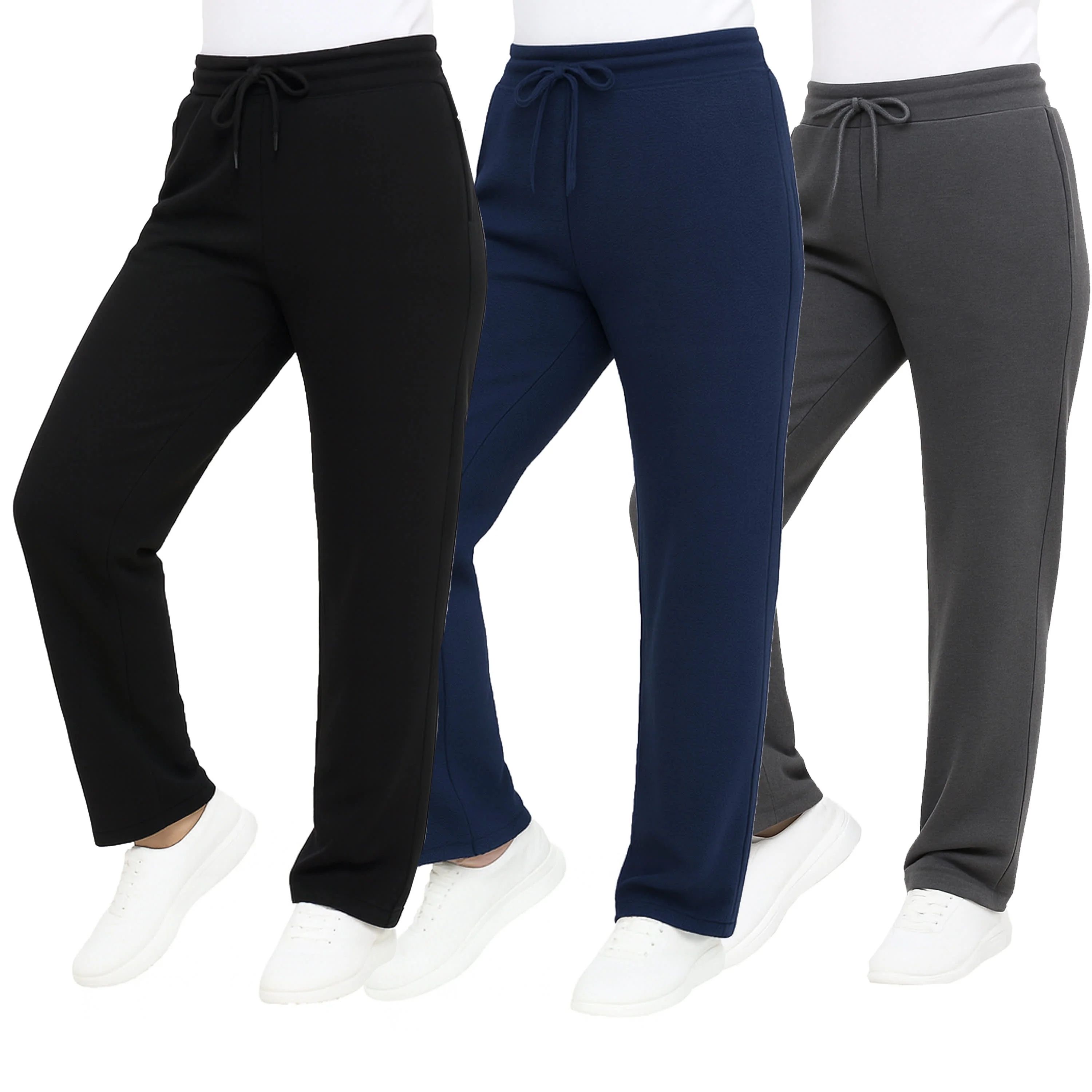 Blue Ice Women's Loose Fit Classic Heavyweight Fleece Sweatpants with Open Bottom - Image 3