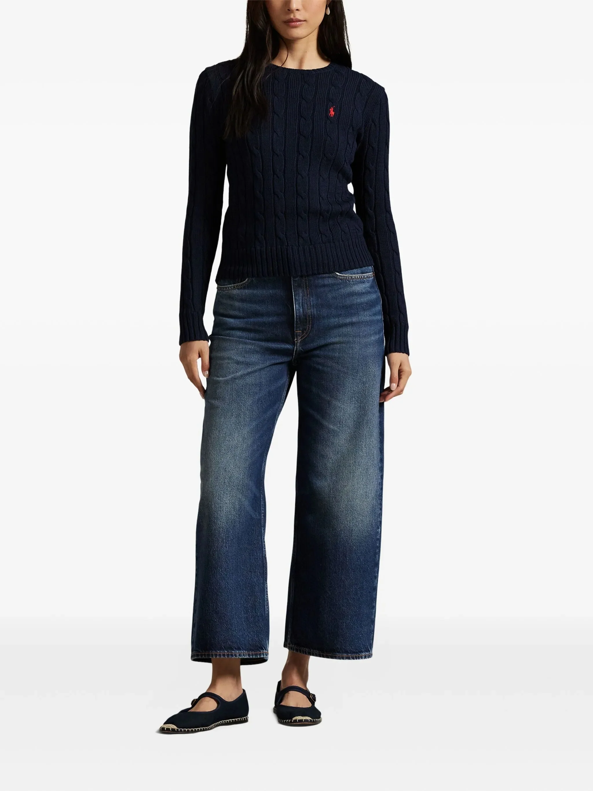 Blue Julianna Pullover Cable Knit Sweater - Image 2