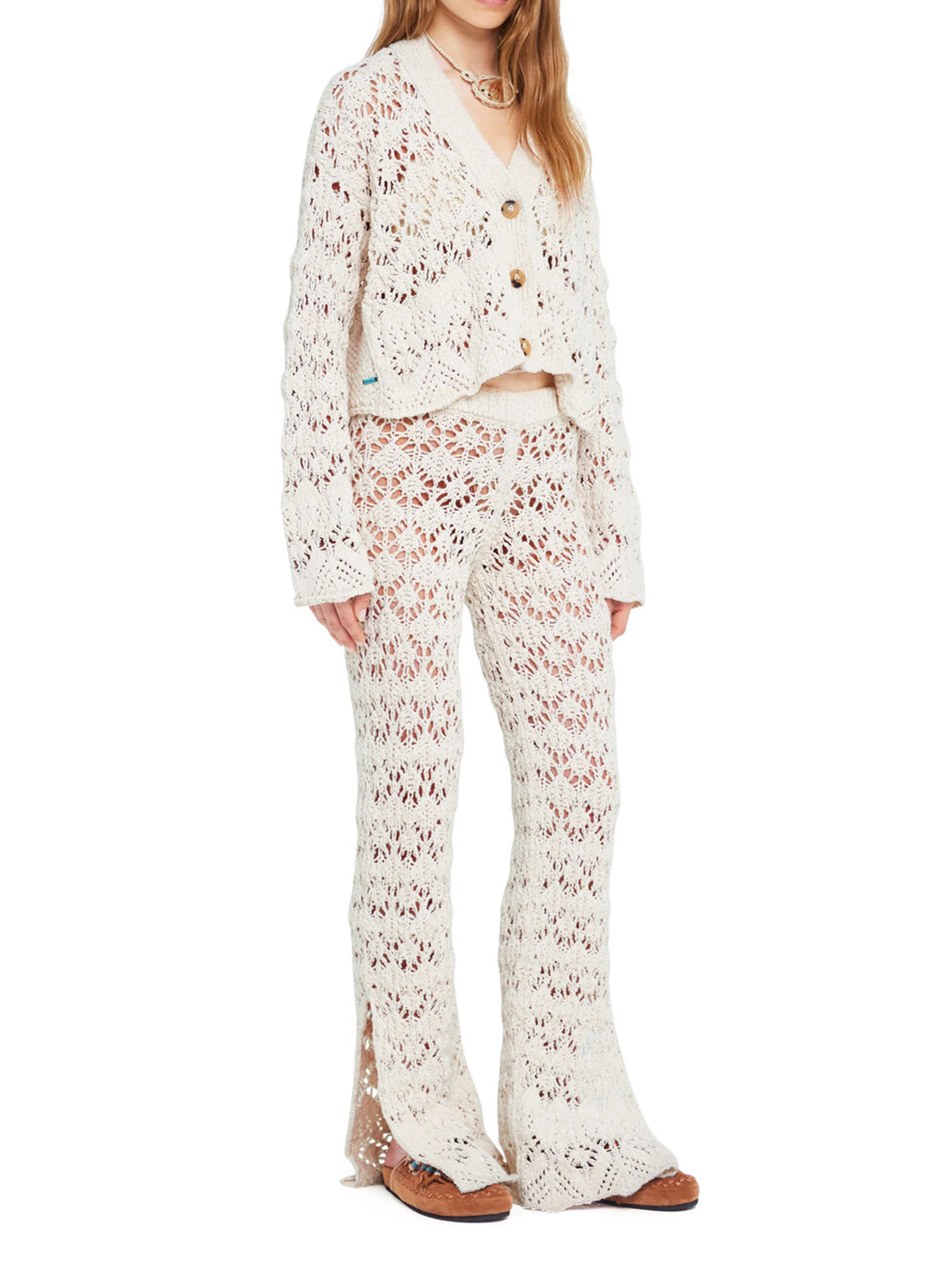 Blue Lagoon Romance Open-Knit Cotton Cardigan - Image 4