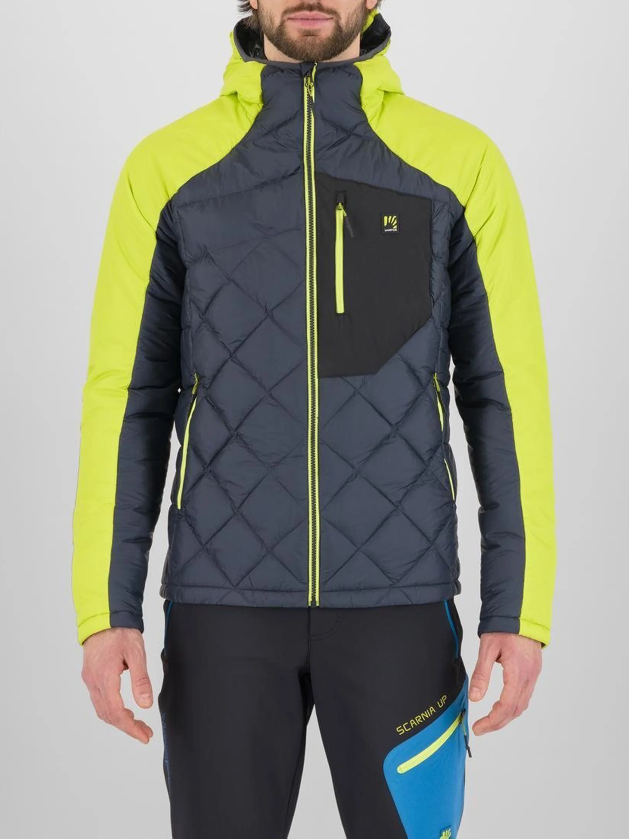 Blue Lastei Up Quilted Casual Jacket