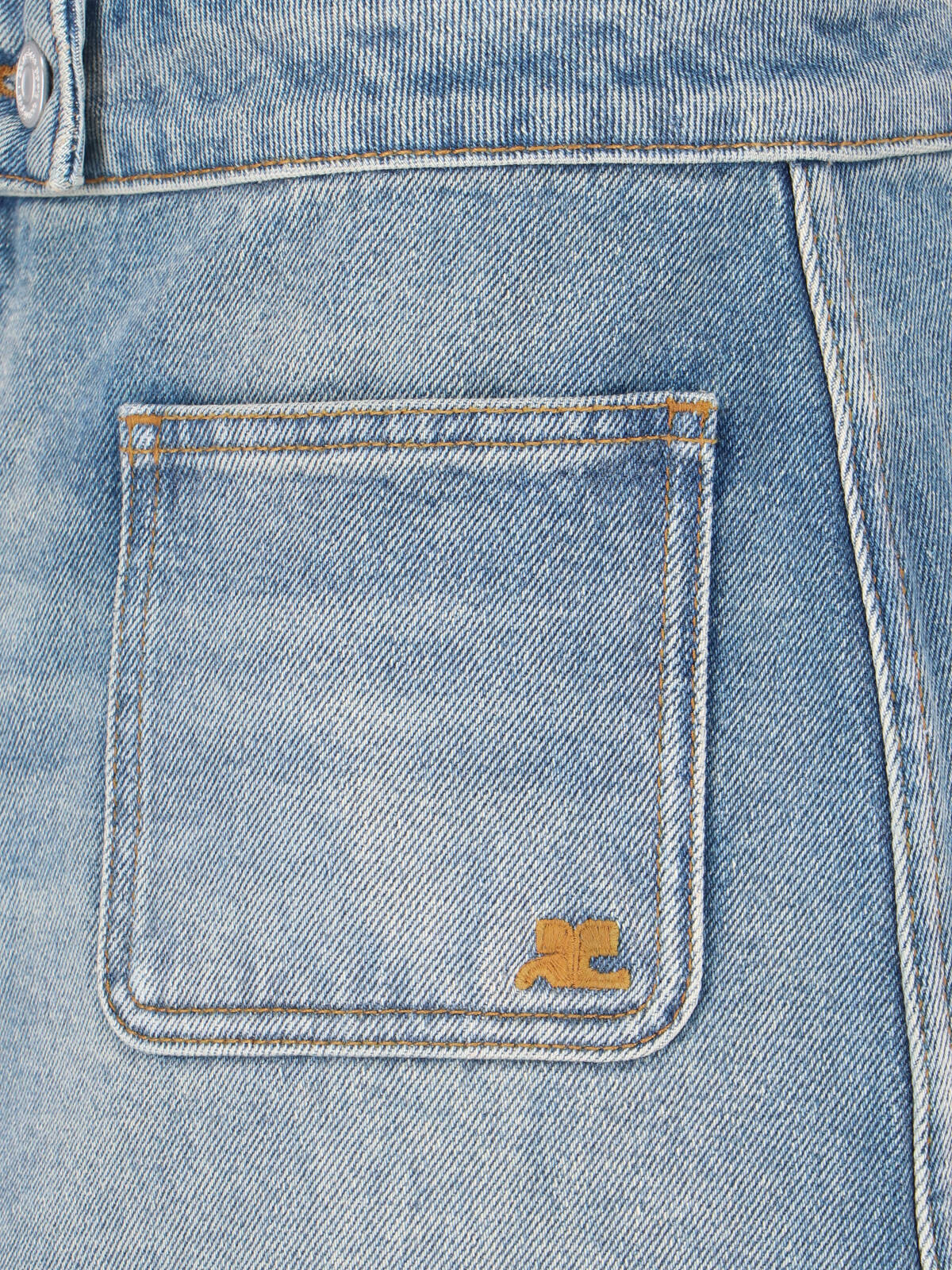 Blue Low-Rise Embroidered Mini Denim Skirt - Image 4