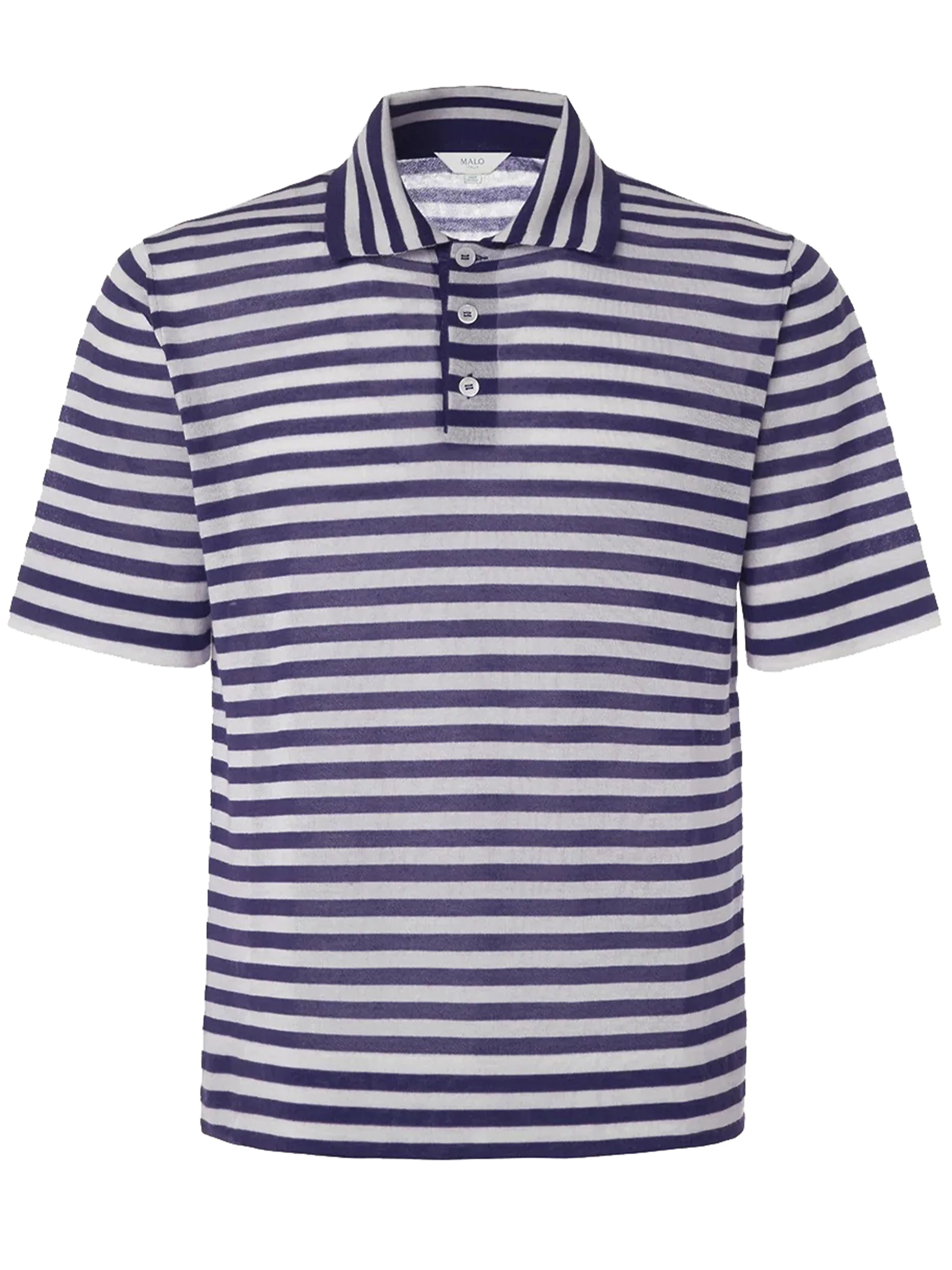 Blue Polo Short-Sleeved Striped Cashmere Polo