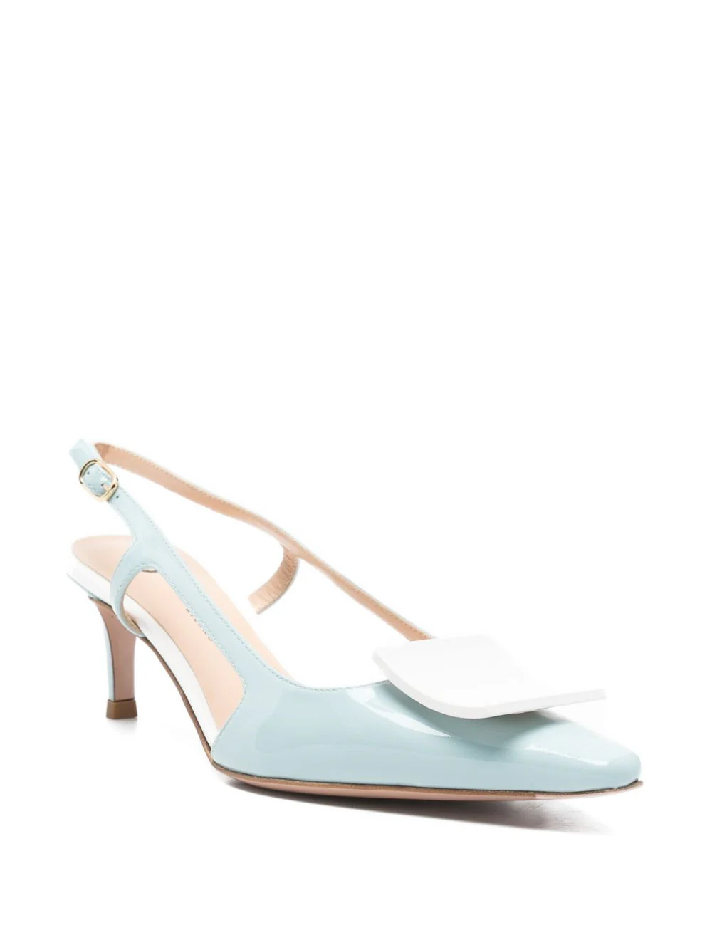 Blue Square Toe Buckle Slingback Heels - Image 2