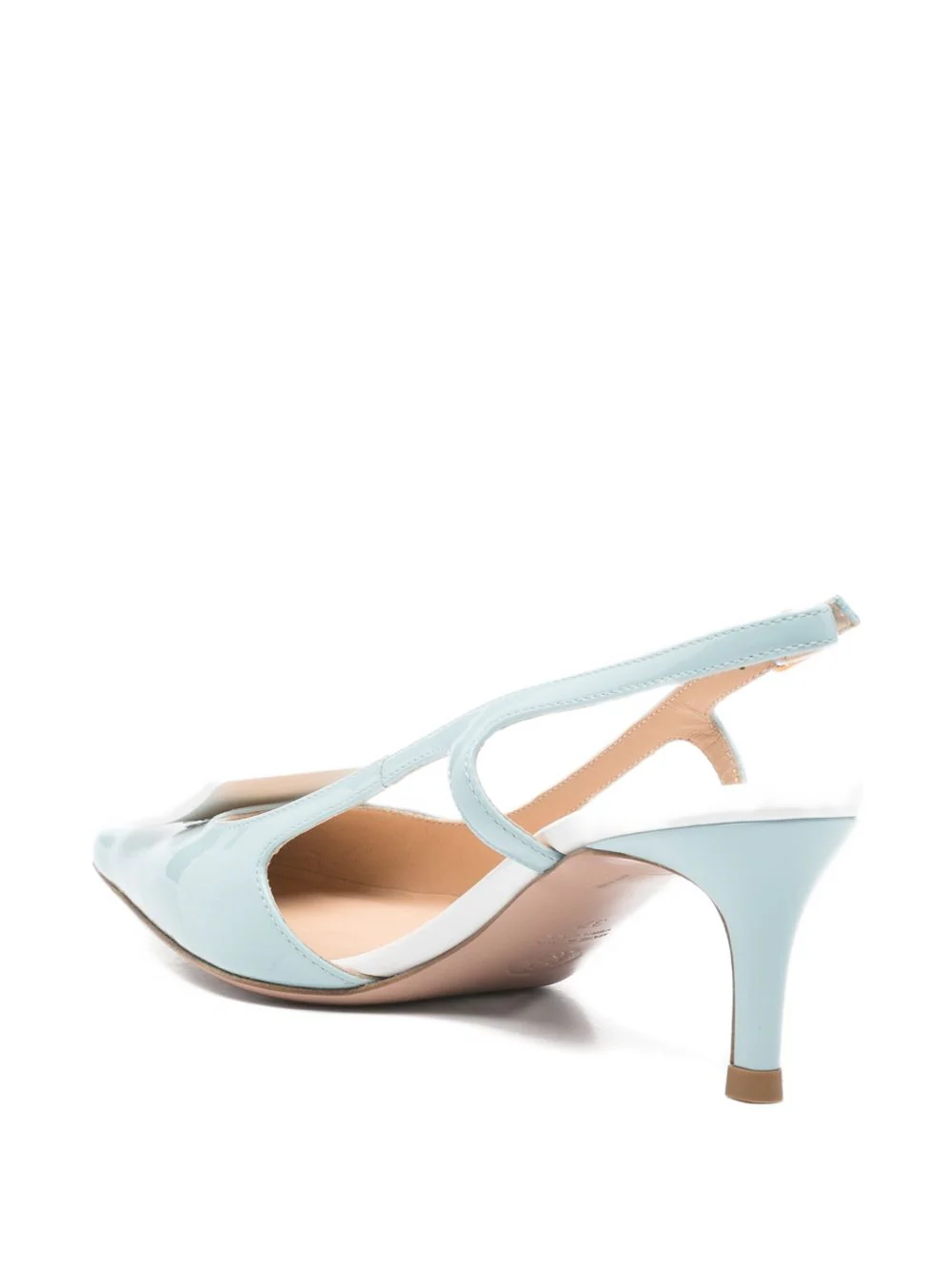 Blue Square Toe Buckle Slingback Heels - Image 3