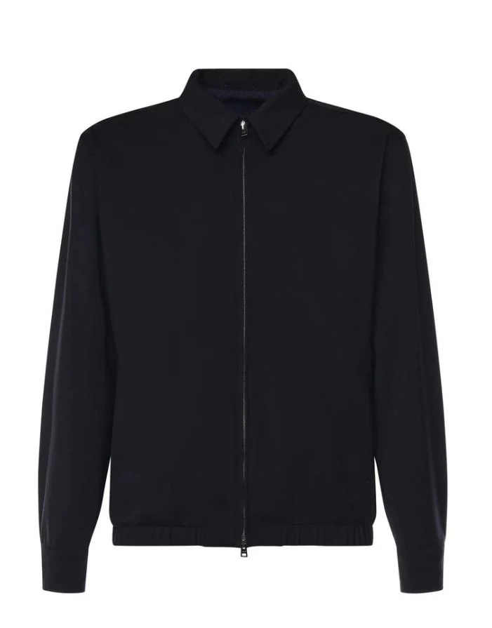 Blue Stretch Twill Shirt Jacket