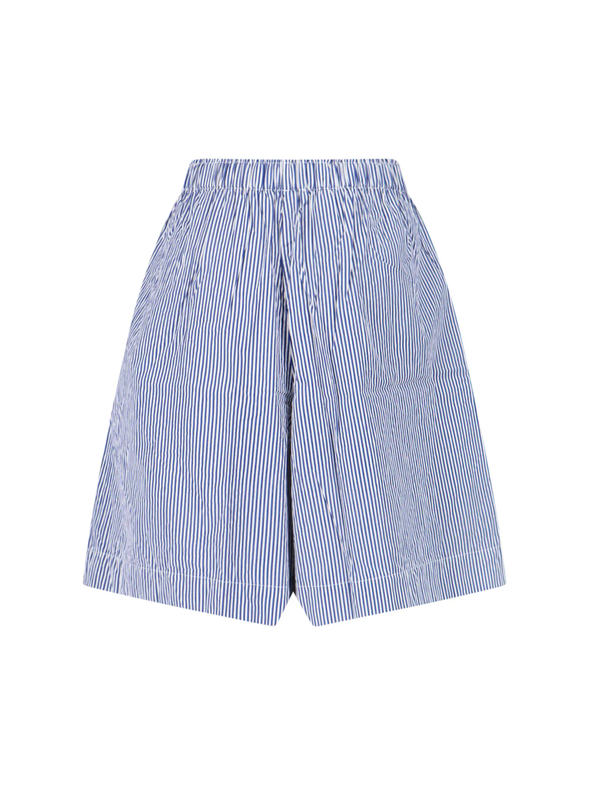 Blue Striped Elastic Waist Shorts - Image 2