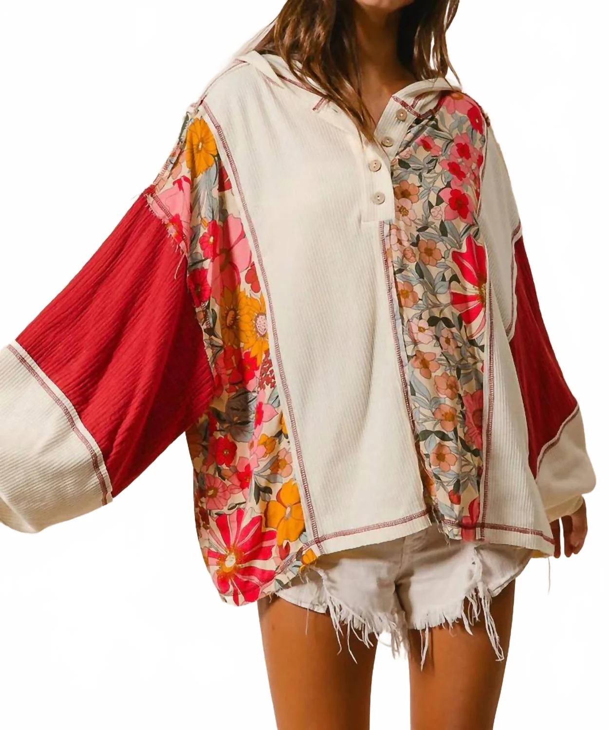 Blush & Bloom Hoodie In Cream - Image 2