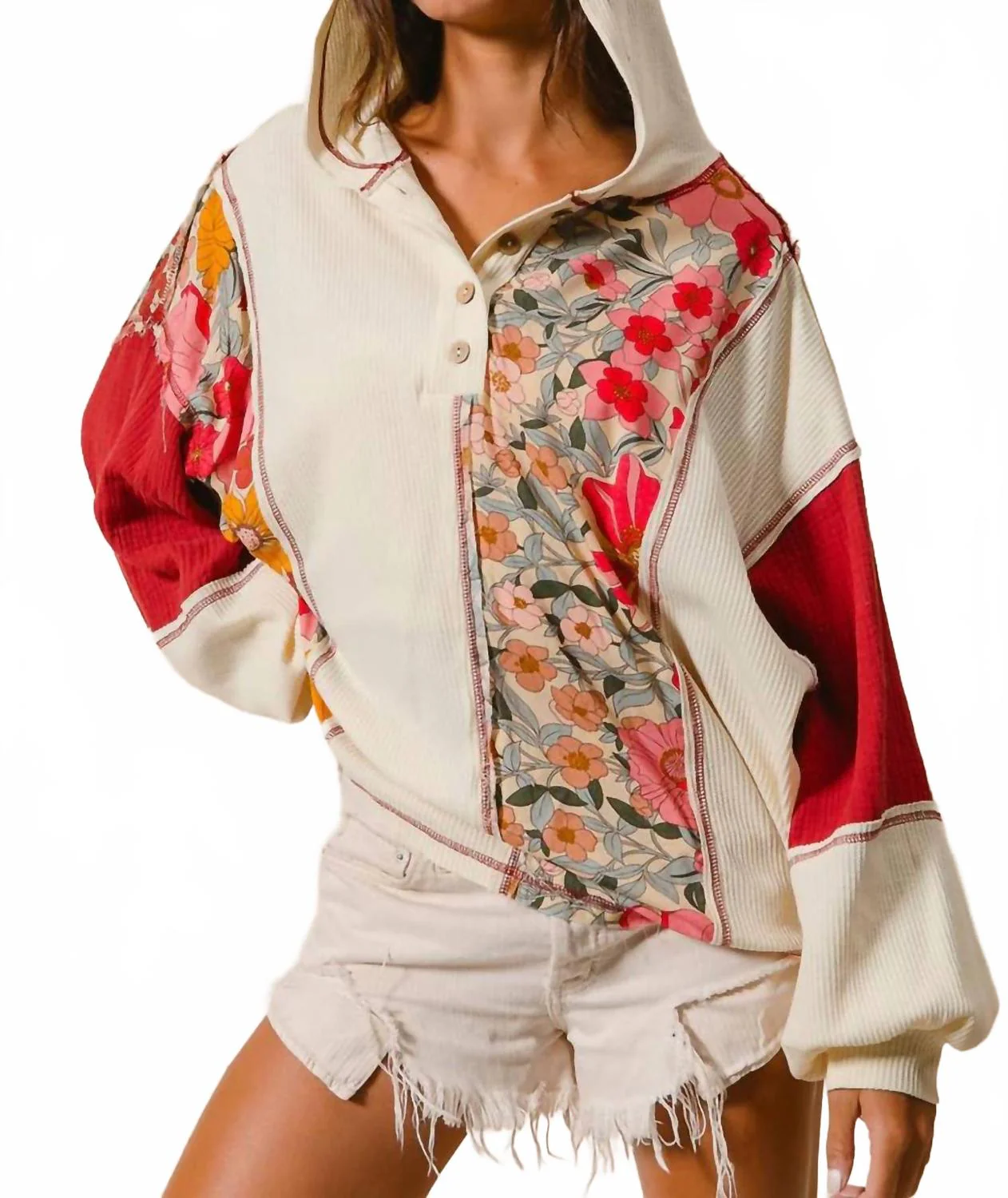 Blush & Bloom Hoodie In Cream - Image 4