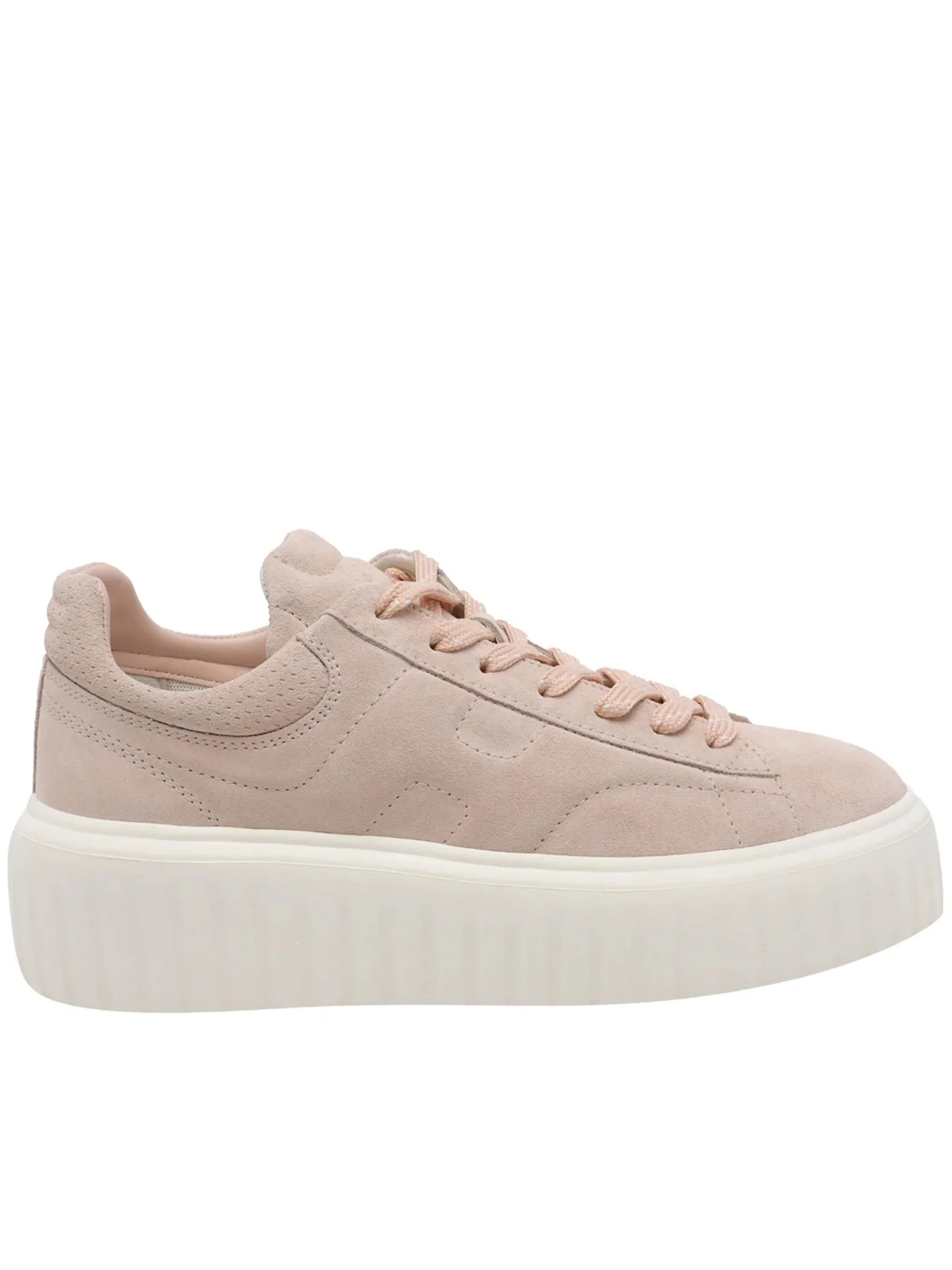 Blush Low-Top Suede Ribbed Sole Sneakers