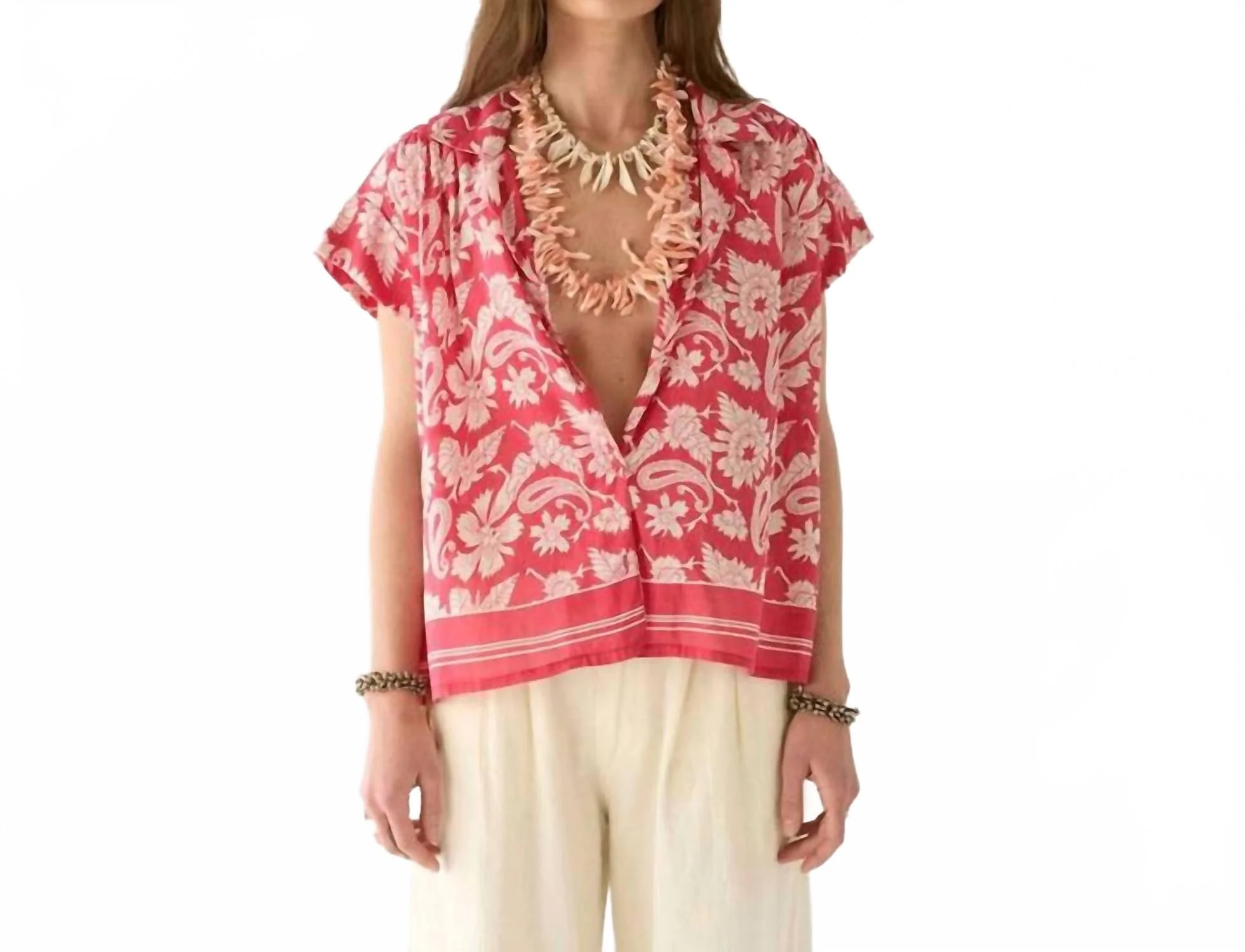 Bobby Cap Sleeve Blouse In Tabasco