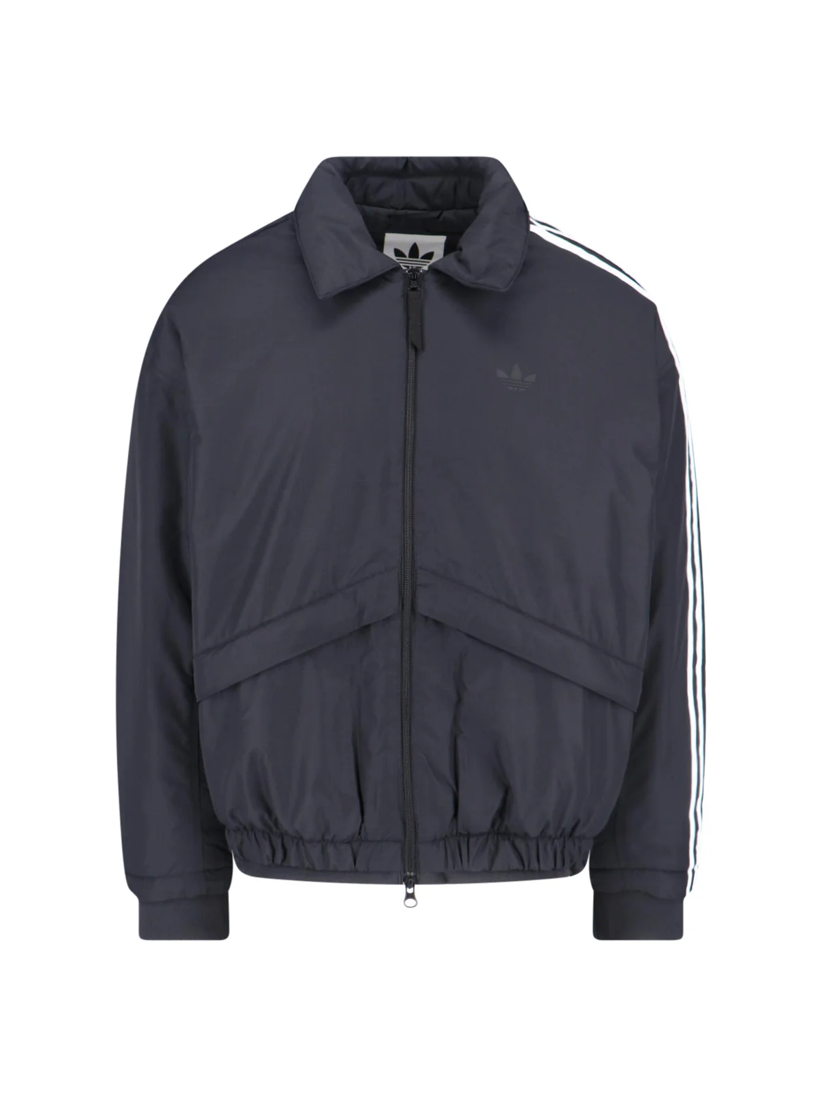 Bomber Jacket with Contrast Stripes and Zip Closure
