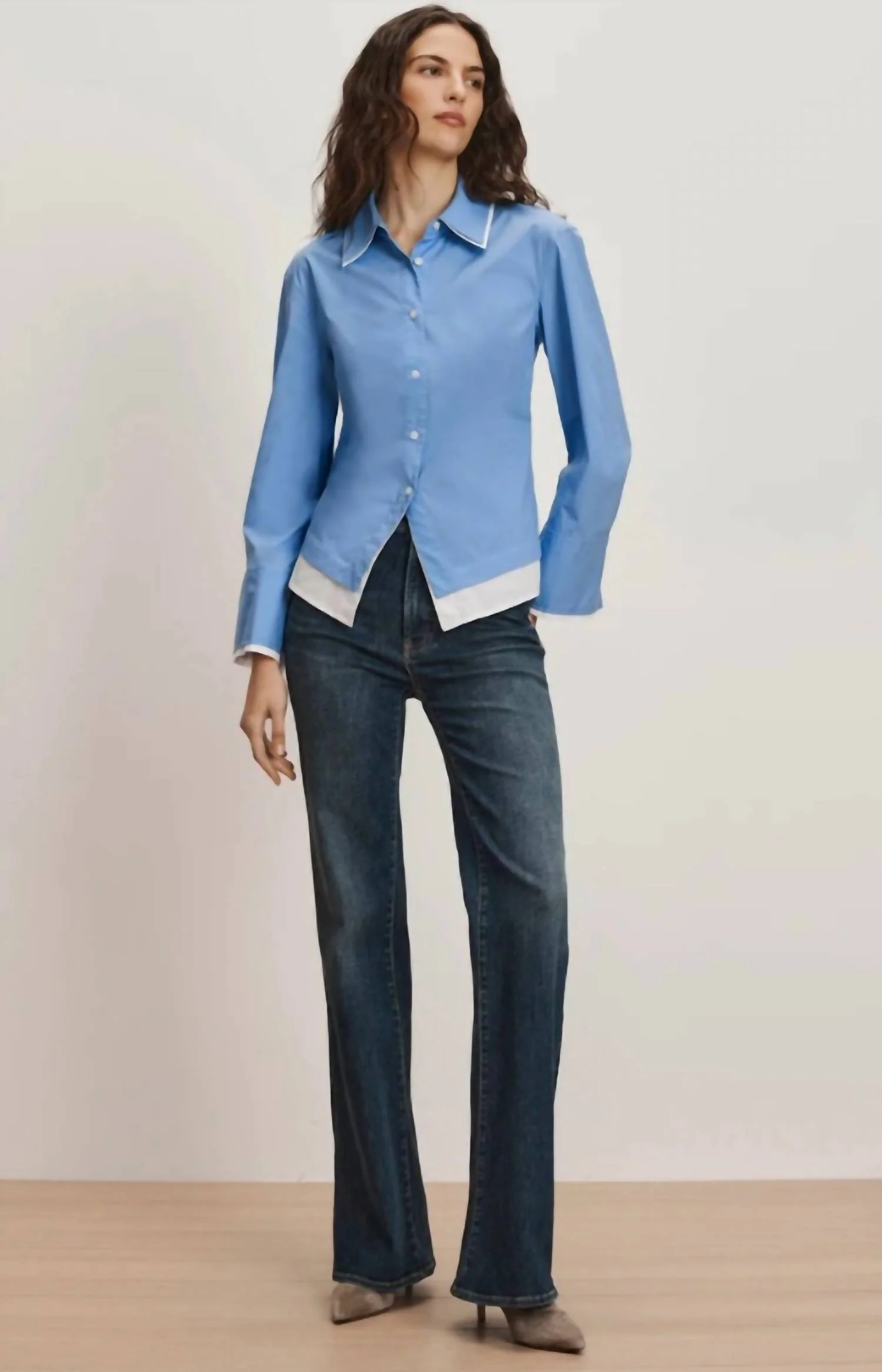 Bonnie Button-Down Shirt In Cadet - Image 3
