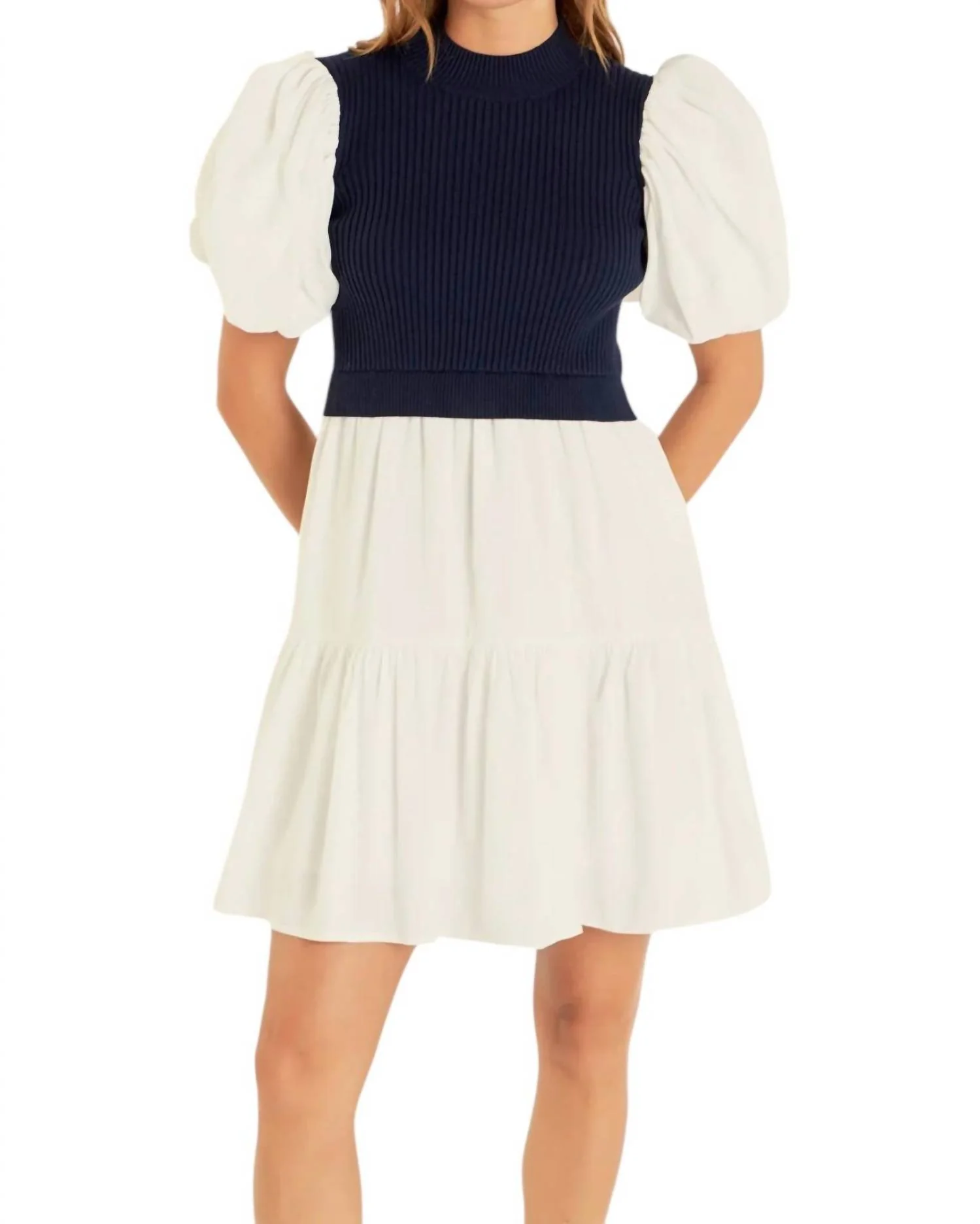 Bonnie Mini Dress In Navy - Image 4