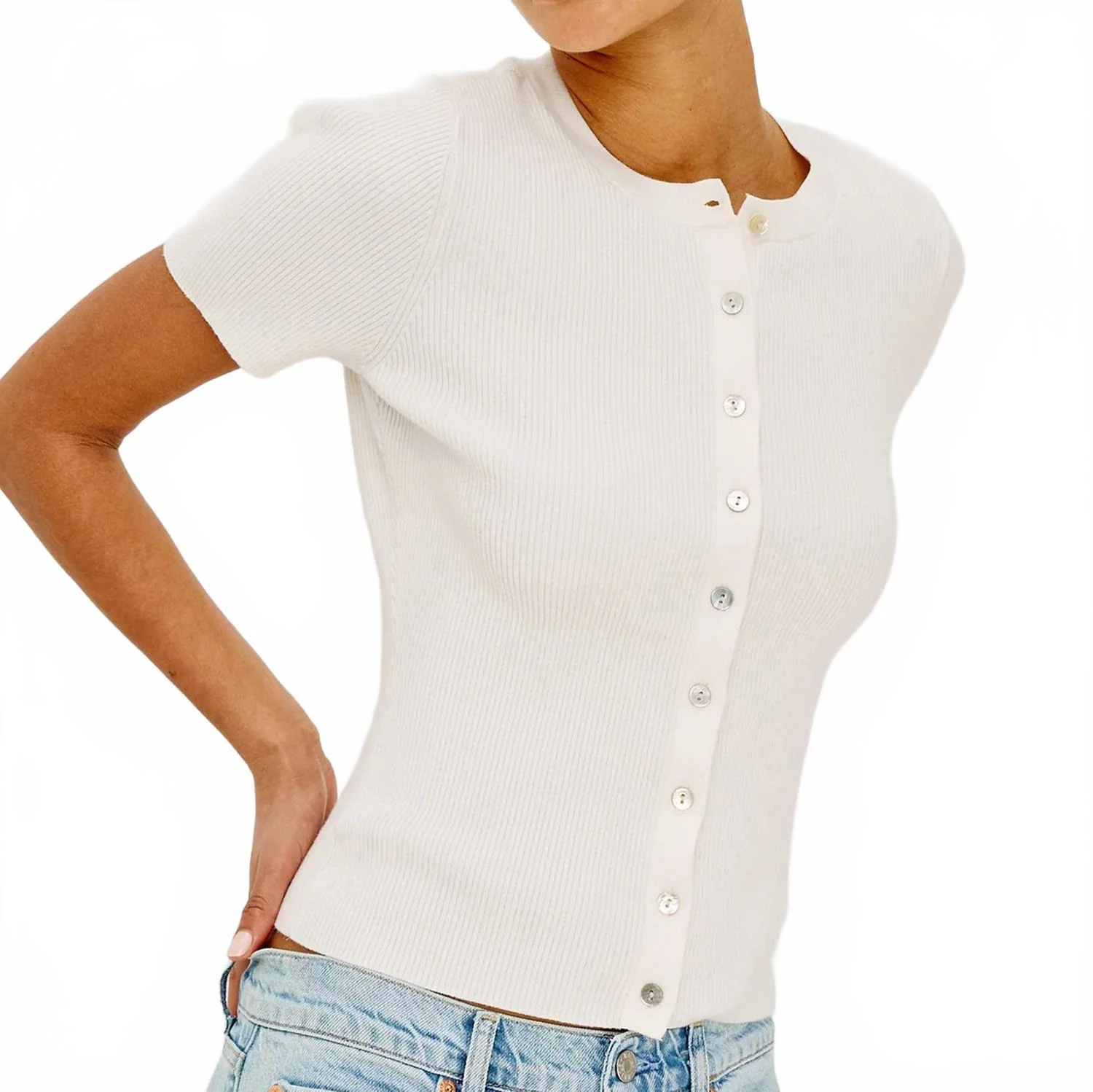 Bonnie Short Sleeve Top In Ivory - Image 3