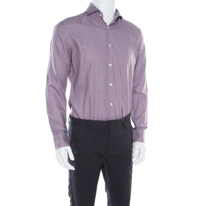 Boss By Hugo Boss Multicolor Houndstooth Printed Cotton Dwayne Slim Fit Shirt - Image 2