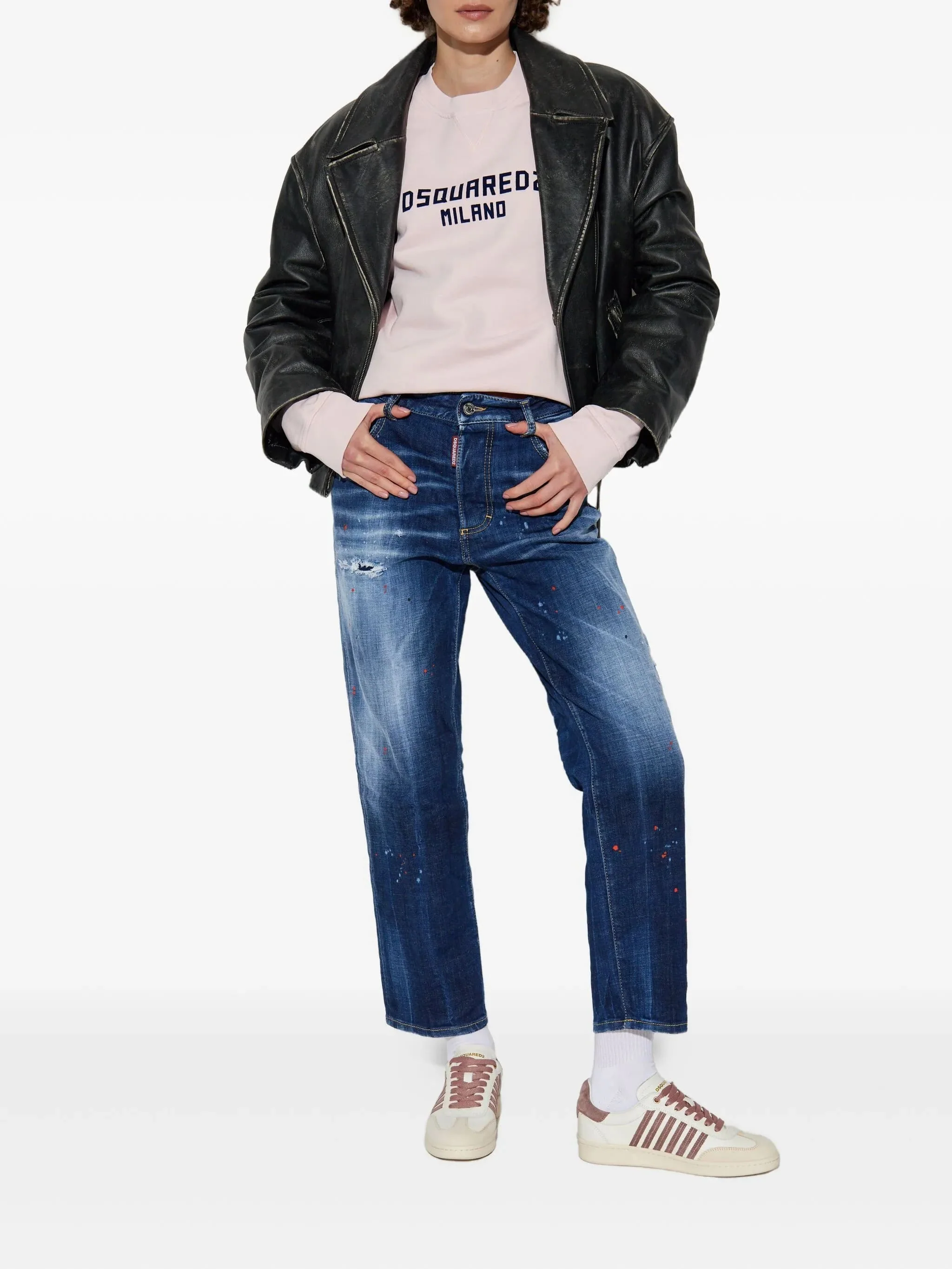 Boston Mid-Rise Blue Splatter Denim Jeans - Image 2