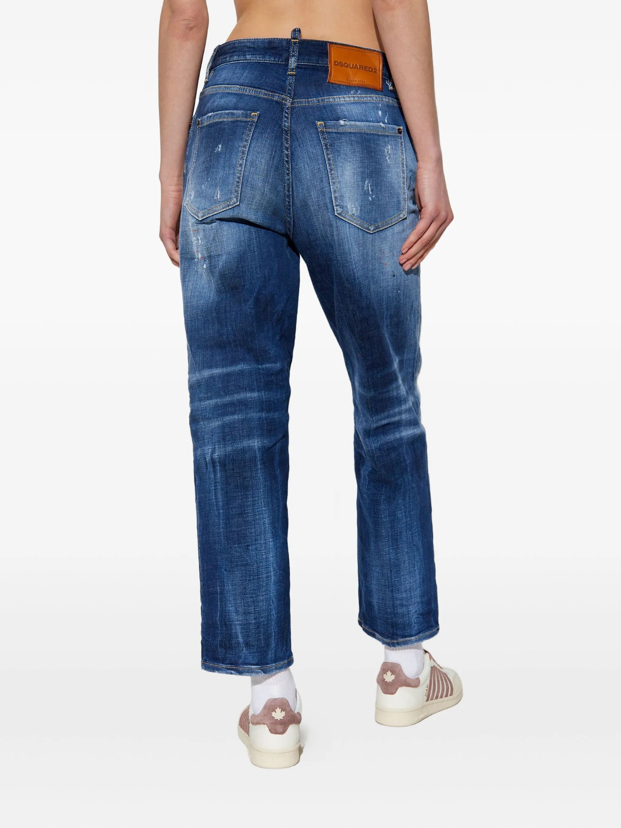 Boston Mid-Rise Blue Splatter Denim Jeans - Image 4