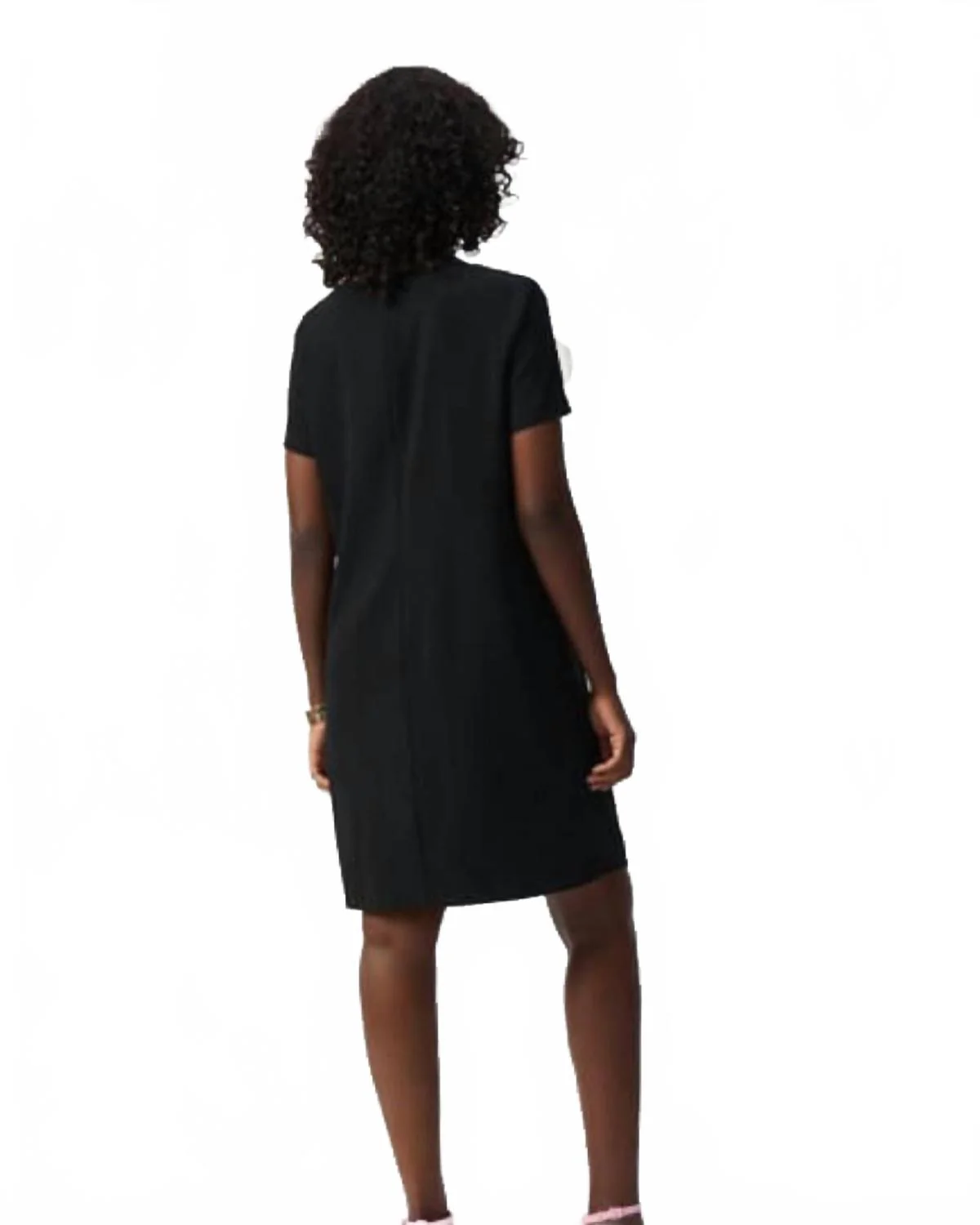 Bow Detail Short Sleeve Shift Dress In Black/vanilla - Image 2