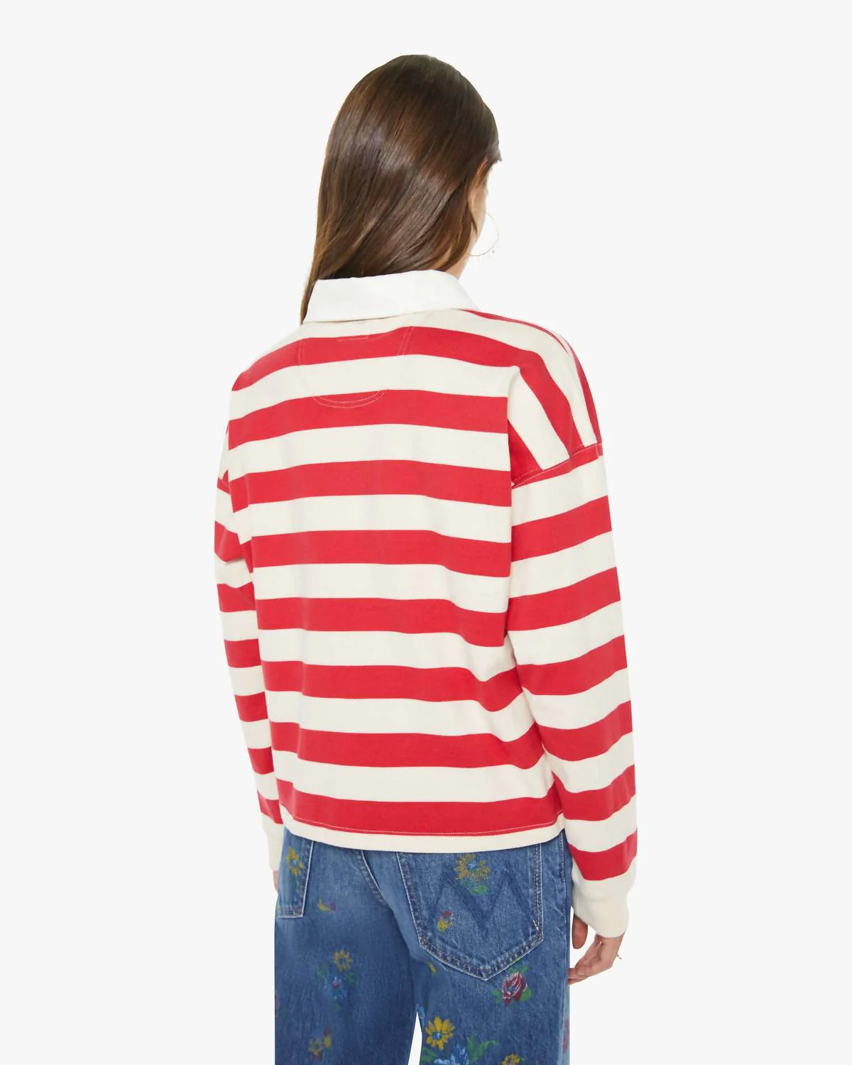 Boxy Match Shirt In Tango Red & Cream - Image 2
