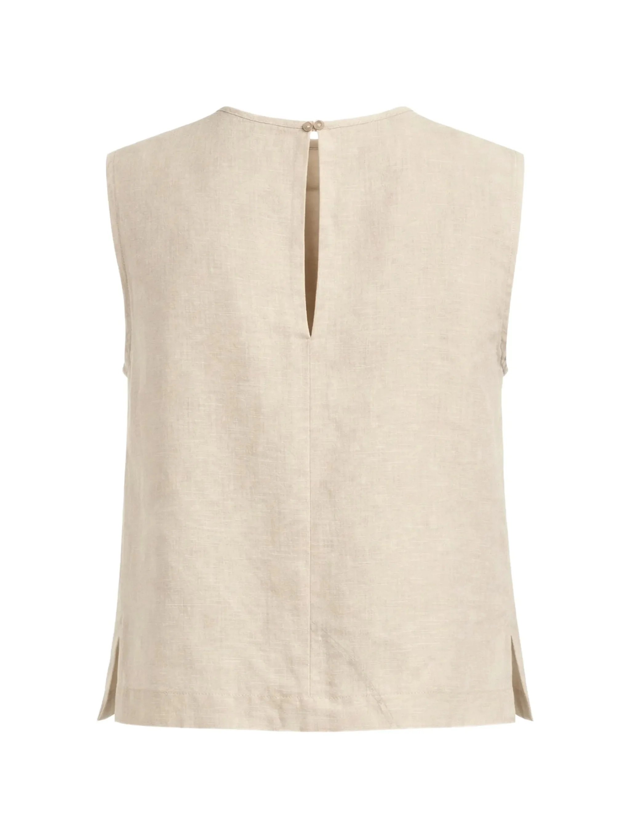 Boxy Sleeveless Floral Pattern Beige Top - Image 2