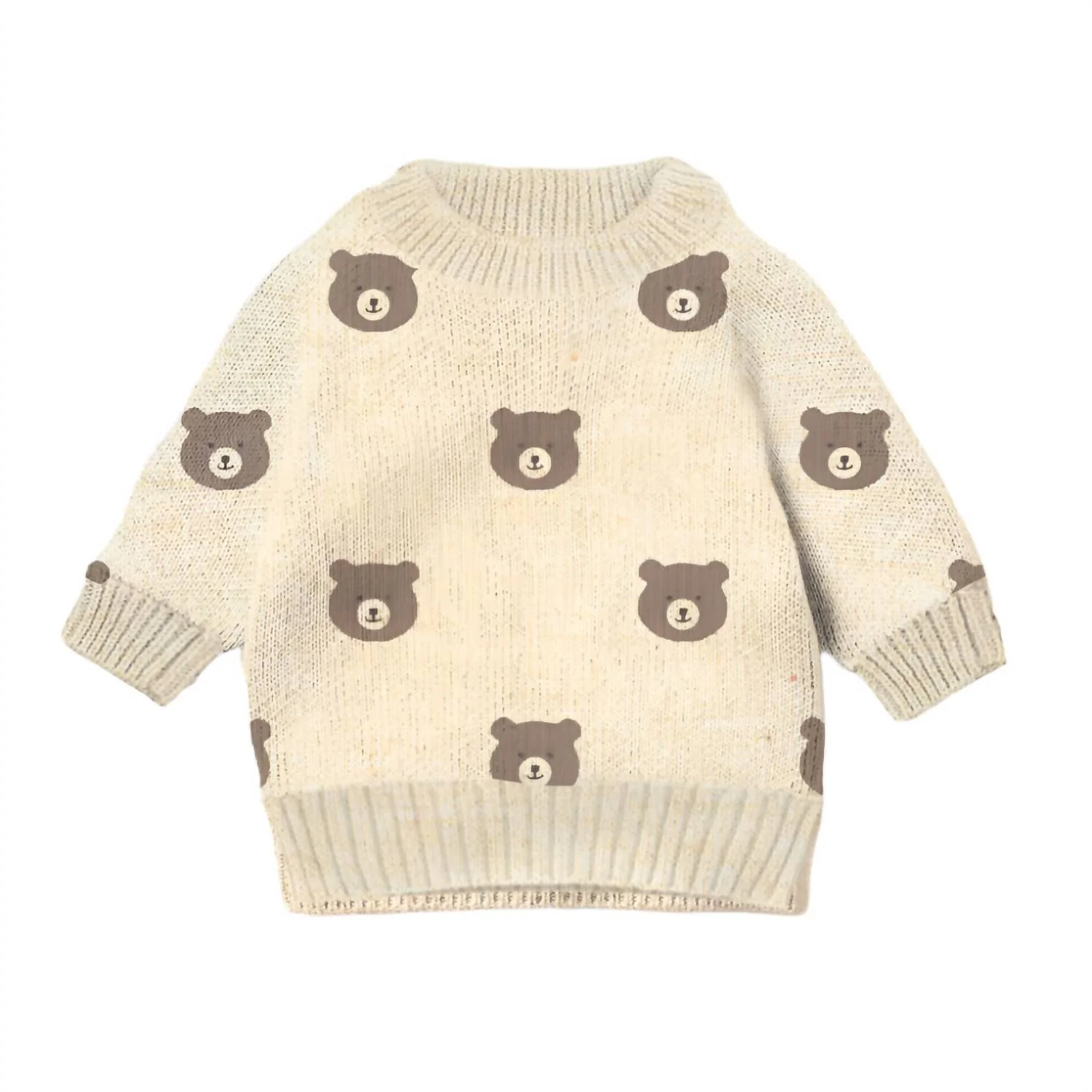 Boy's Beary Cute Knit Sweater In Beige