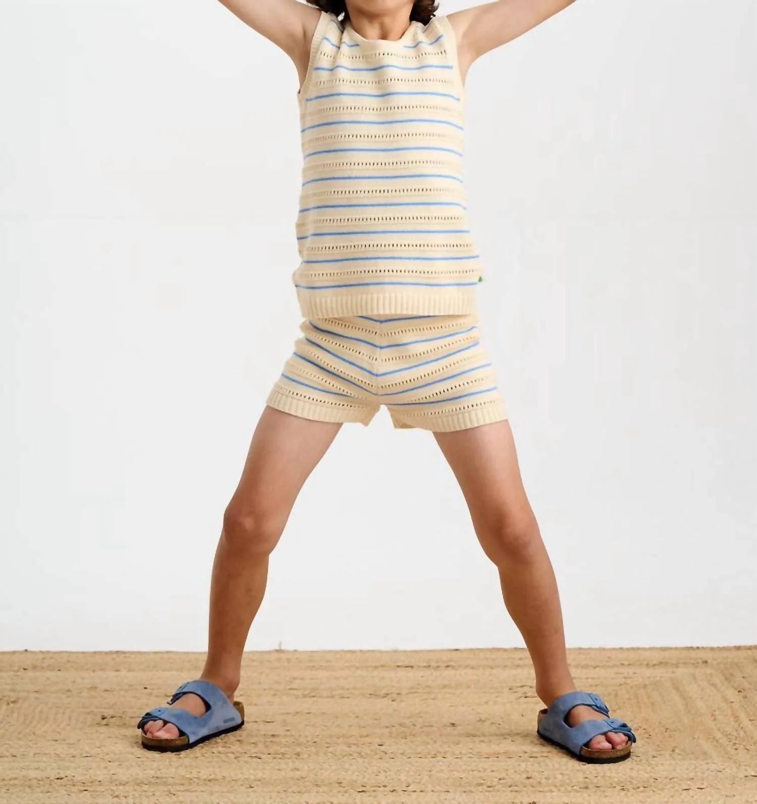 Boy's Costa Stripe Shorts In Blue - Image 2