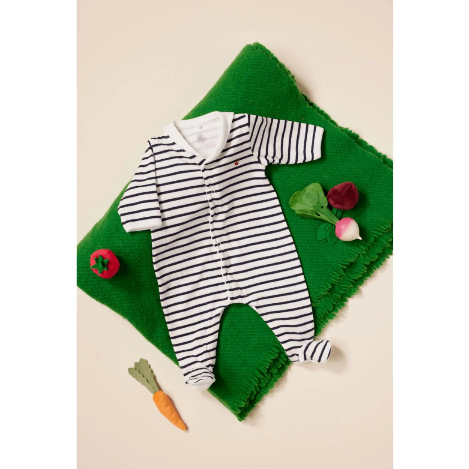 Boy's Sailor Stripe Footed Jumpsuit In White Navy - Image 4