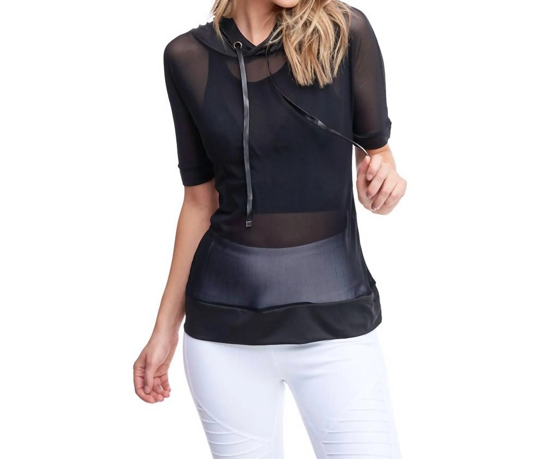 Breeze Short-Sleeve Hoodie In Black