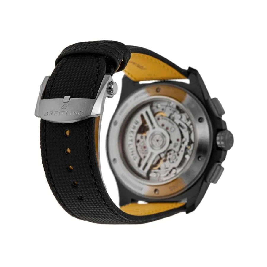 Breitling Avenger B01 Chronograph 44 Night Mission Chronograph Black Dial Leather Strap Men's Watch SB0147101B1X1 - Image 4