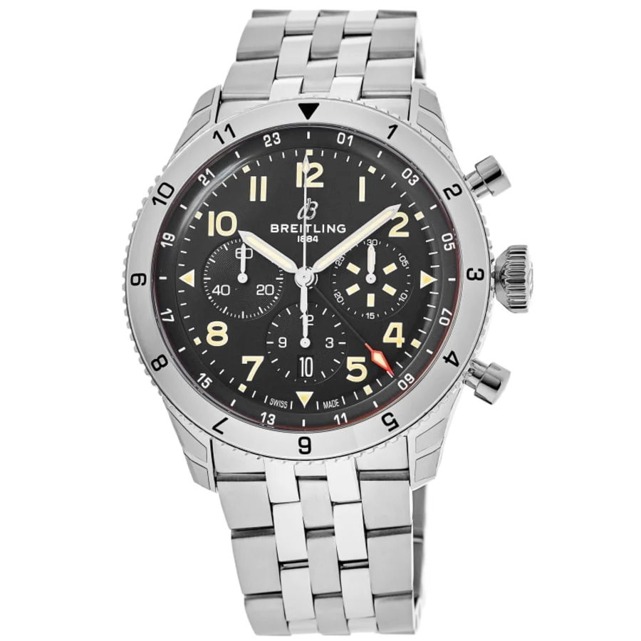 Breitling Super Avi B04 Chronograph GMT 46 P-51 Mustang Black Dial Steel Men's Watch AB04453A1B1A1