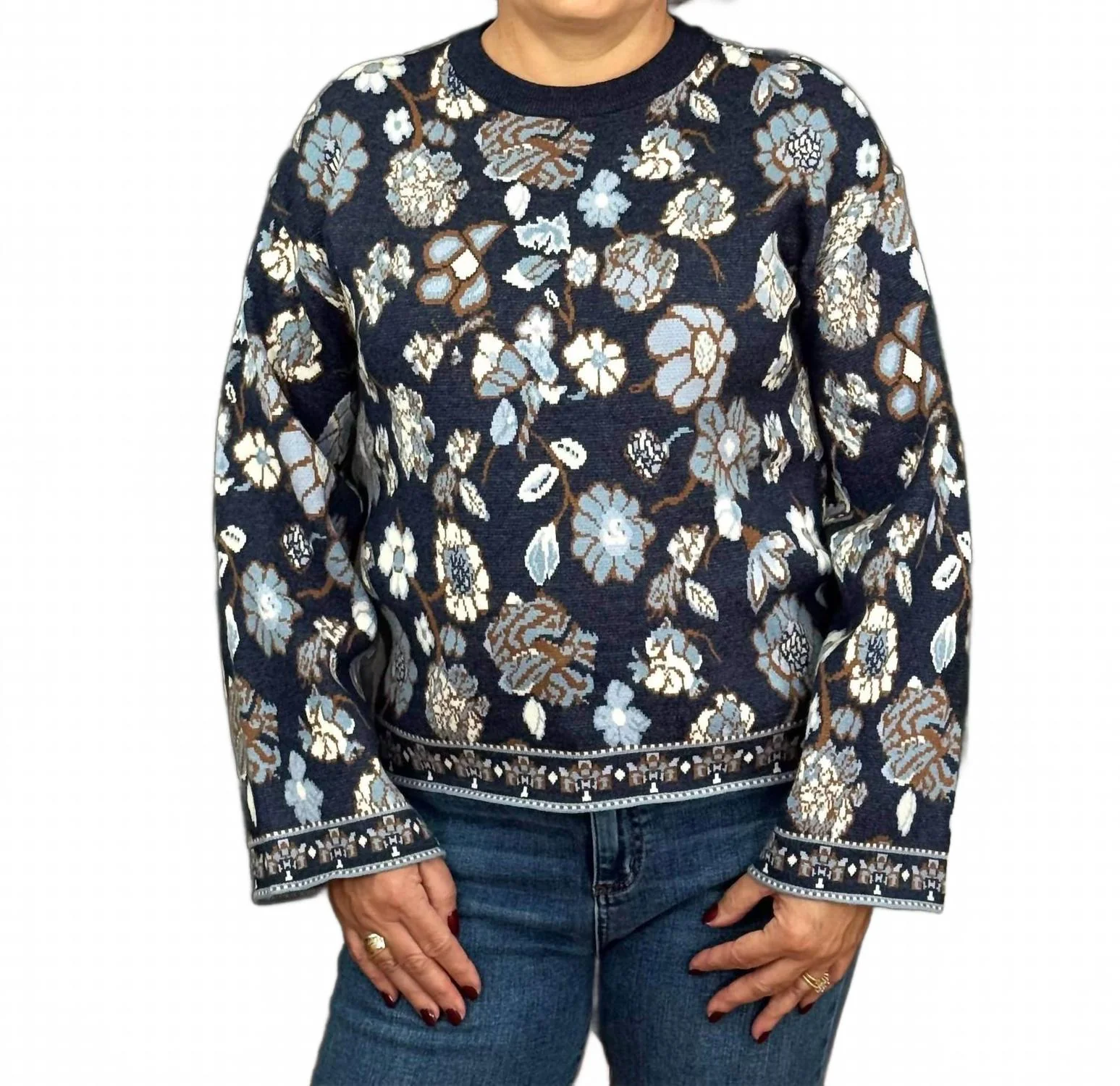 Brevard Sweater In Navy Floral - Image 3
