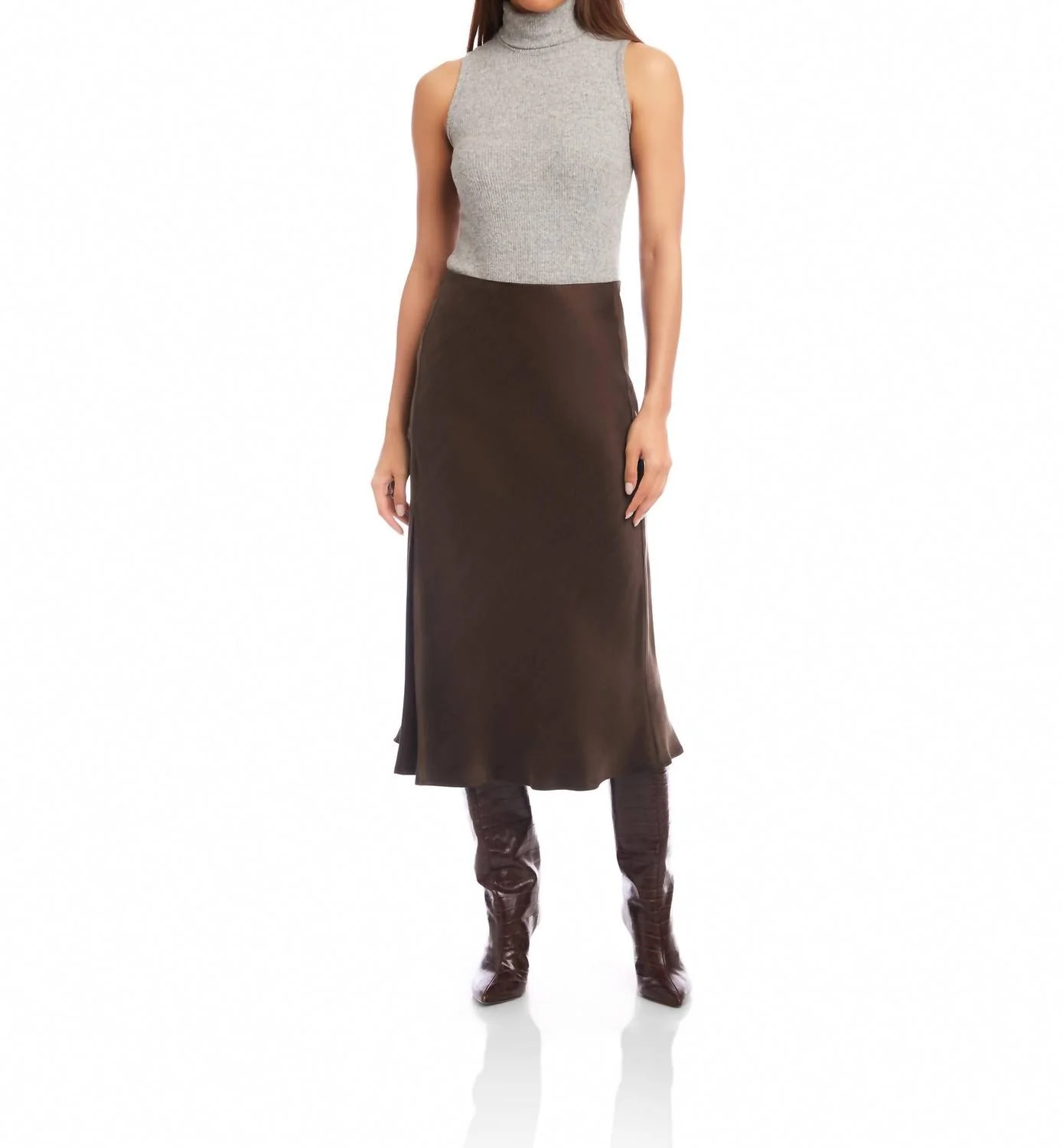Brielle Midi Skirt In Brown