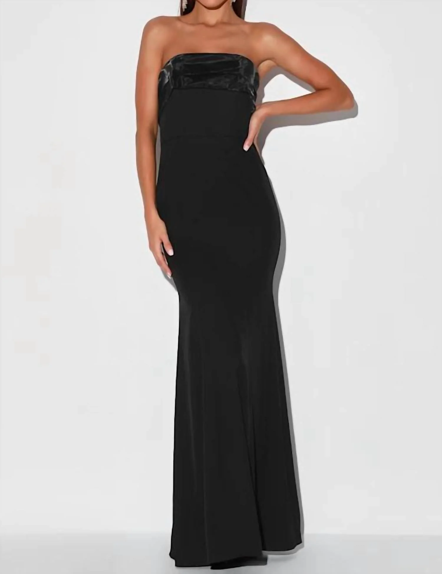 Brilliantly Bold Strapless Mermaid Maxi Dress In Black