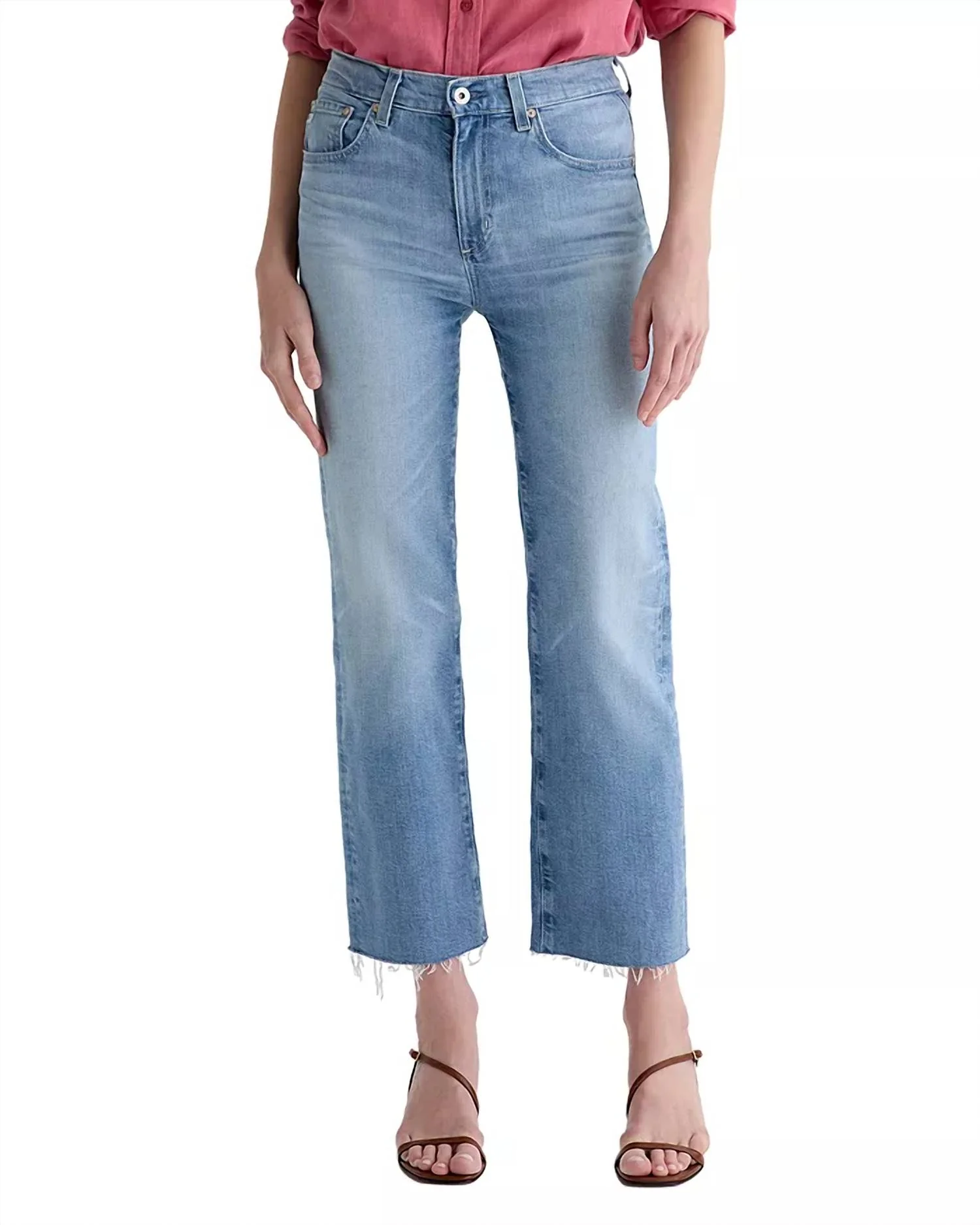 Brinley Mid Rise Straight Crop Jeans In Fiction