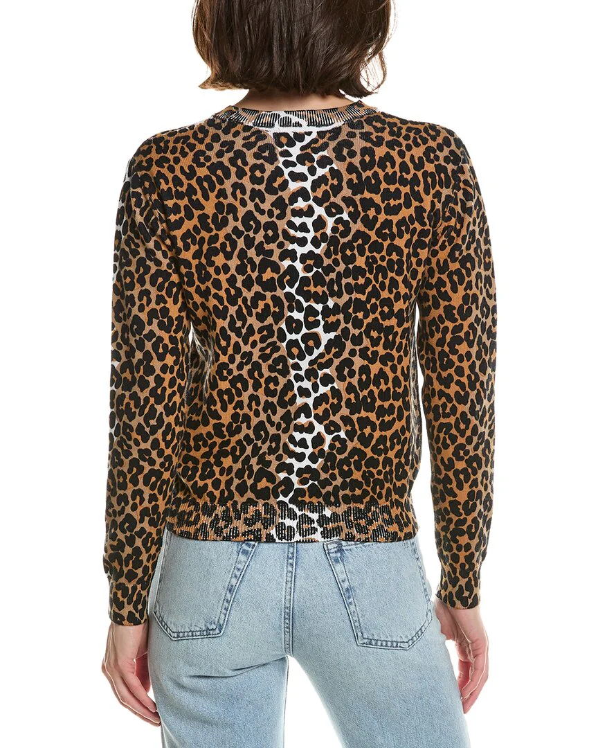 Brodie Cashmere Leopard Crewneck Cashmere-Blend Sweater - Image 2