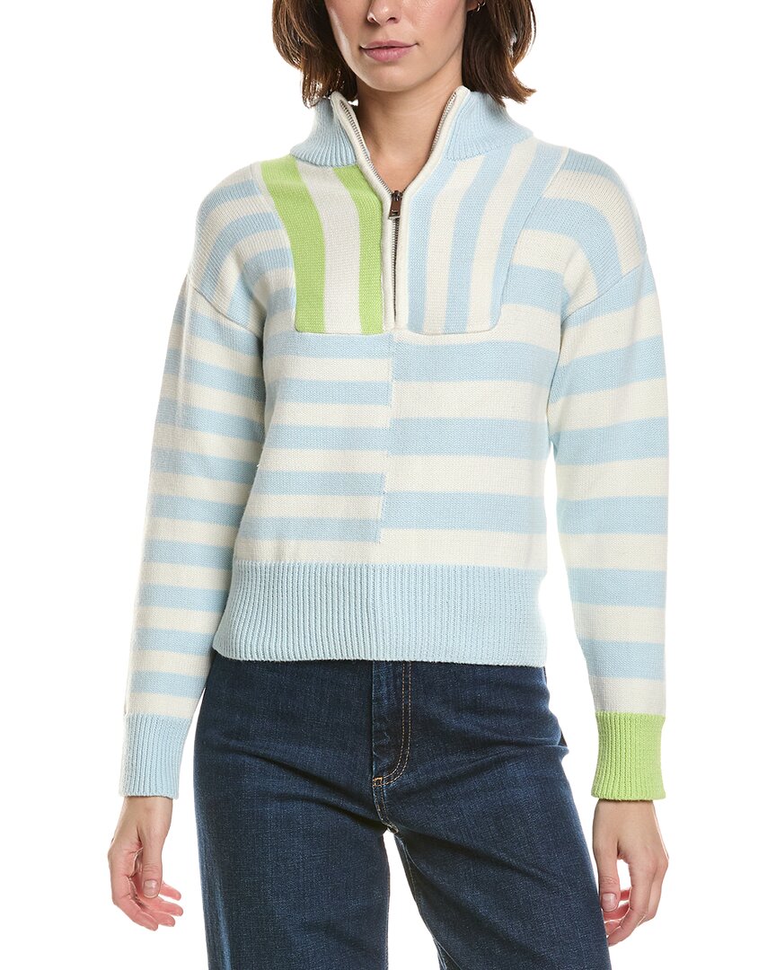 Brodie Cashmere Mix Stripe 1/2-Zip Cashmere-Blend Pullover