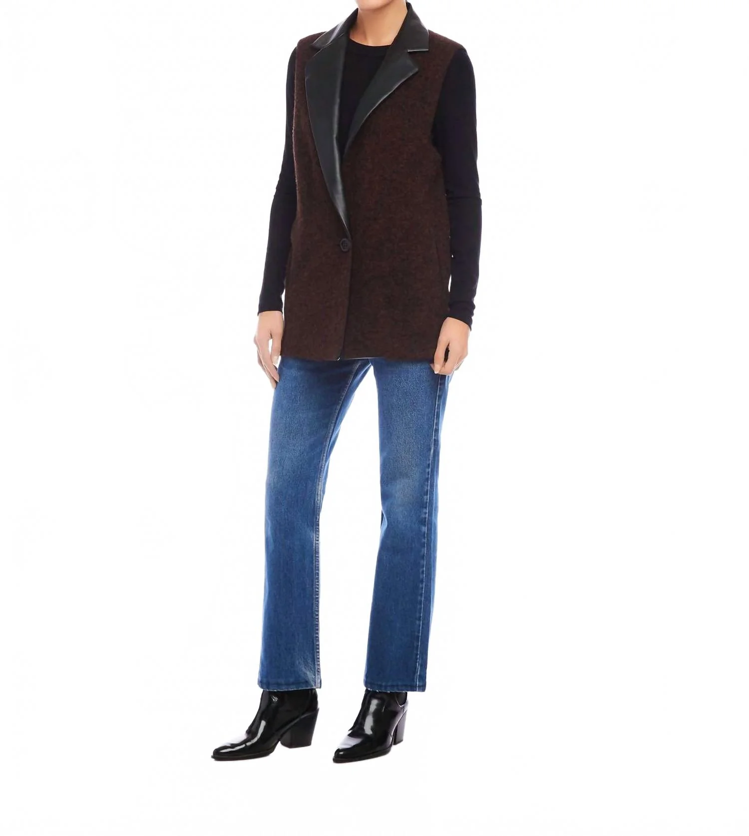 Brooklyn Blazer Vest In Brown - Image 3
