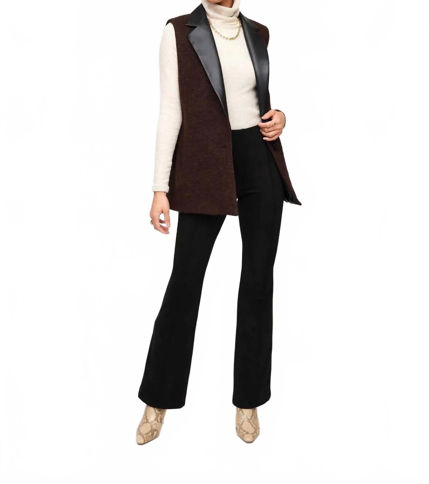 Brooklyn Blazer Vest In Brown - Image 4