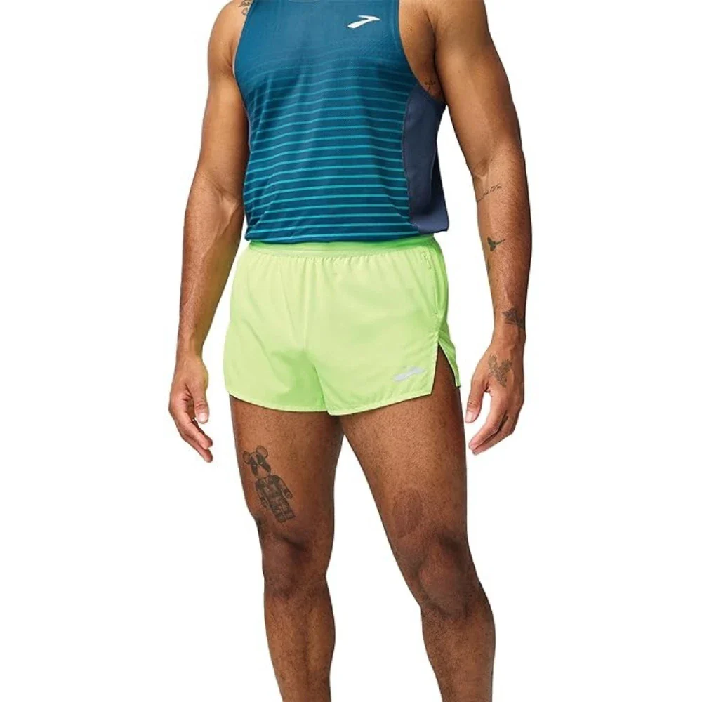 Brooks Breakaway Shorts Men's Neo Limeade 3" Inseam Mid Rise Workout DSGL533